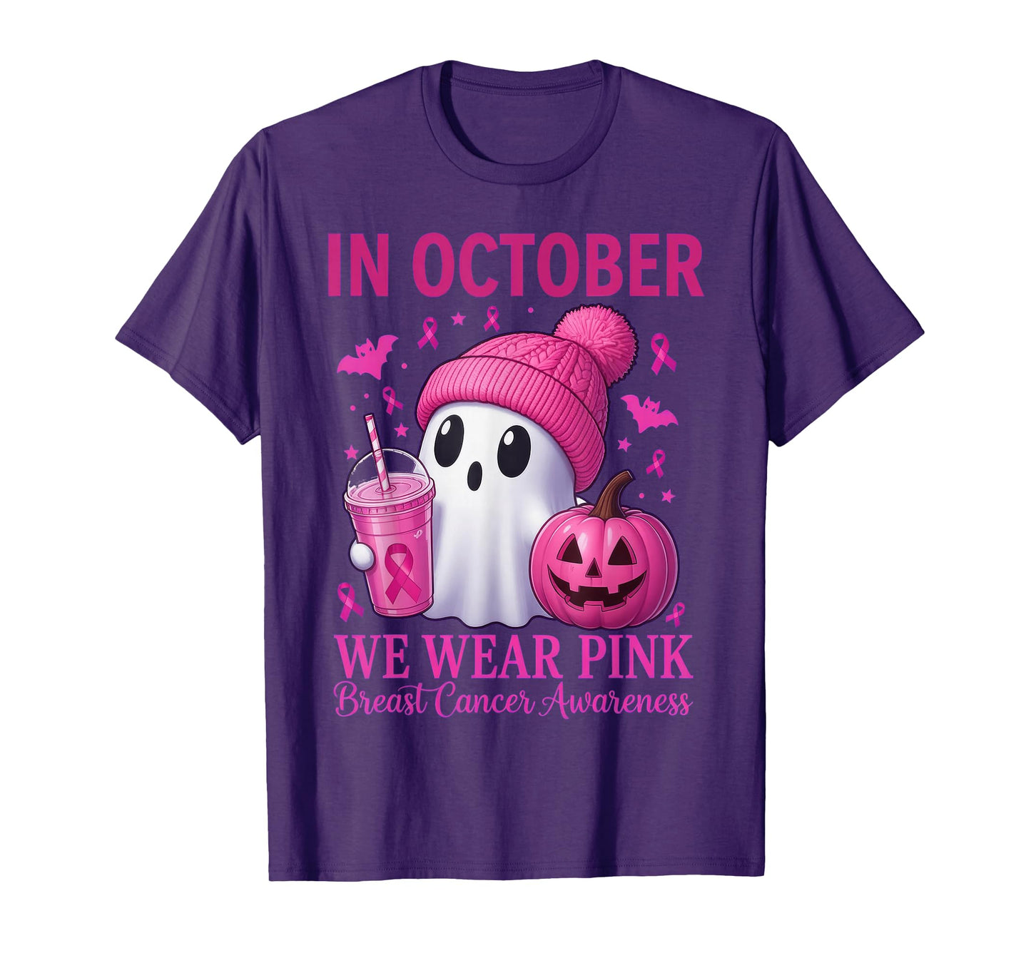 Breast Cancer Halloween Women in October We Wear Pink T-Shirt