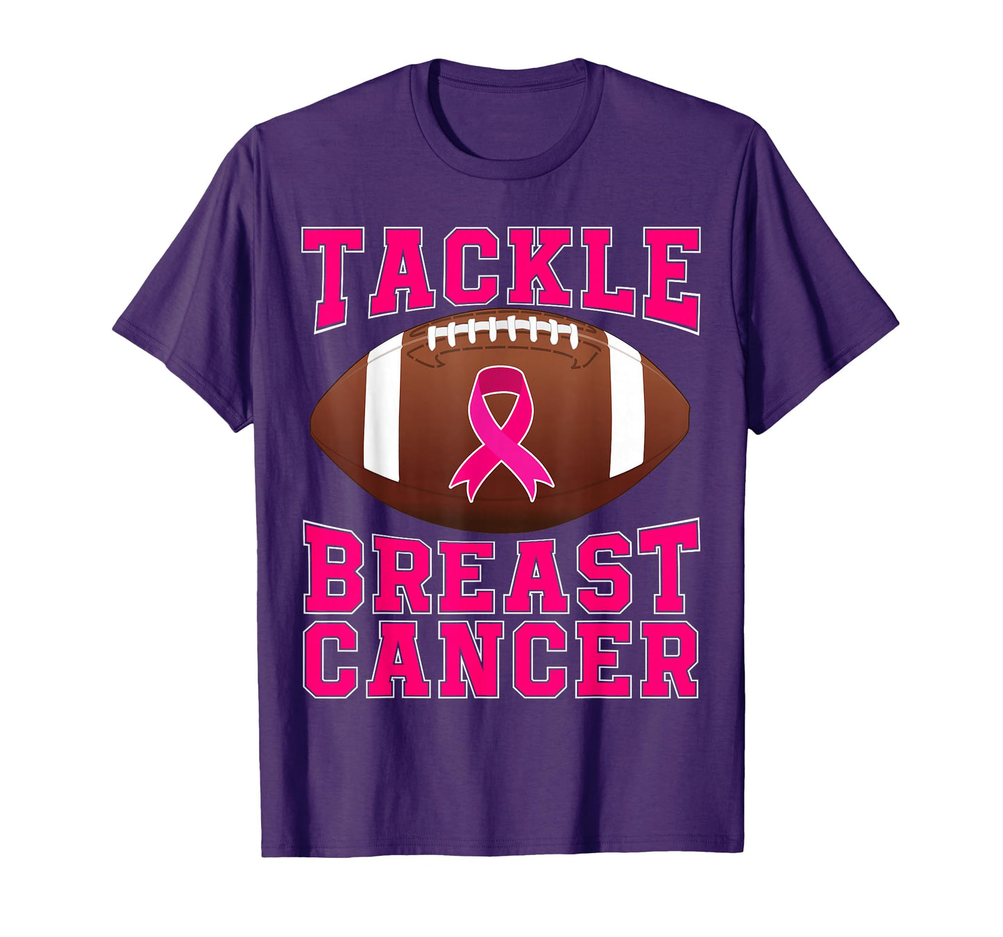 Tackle Cancer Pink Ribbon Football Breast Cancer Awareness T-Shirt