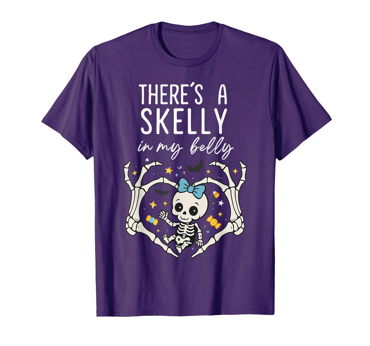 There’s Skelly in My Belly Funny Maternity Halloween Tee T-Shirt