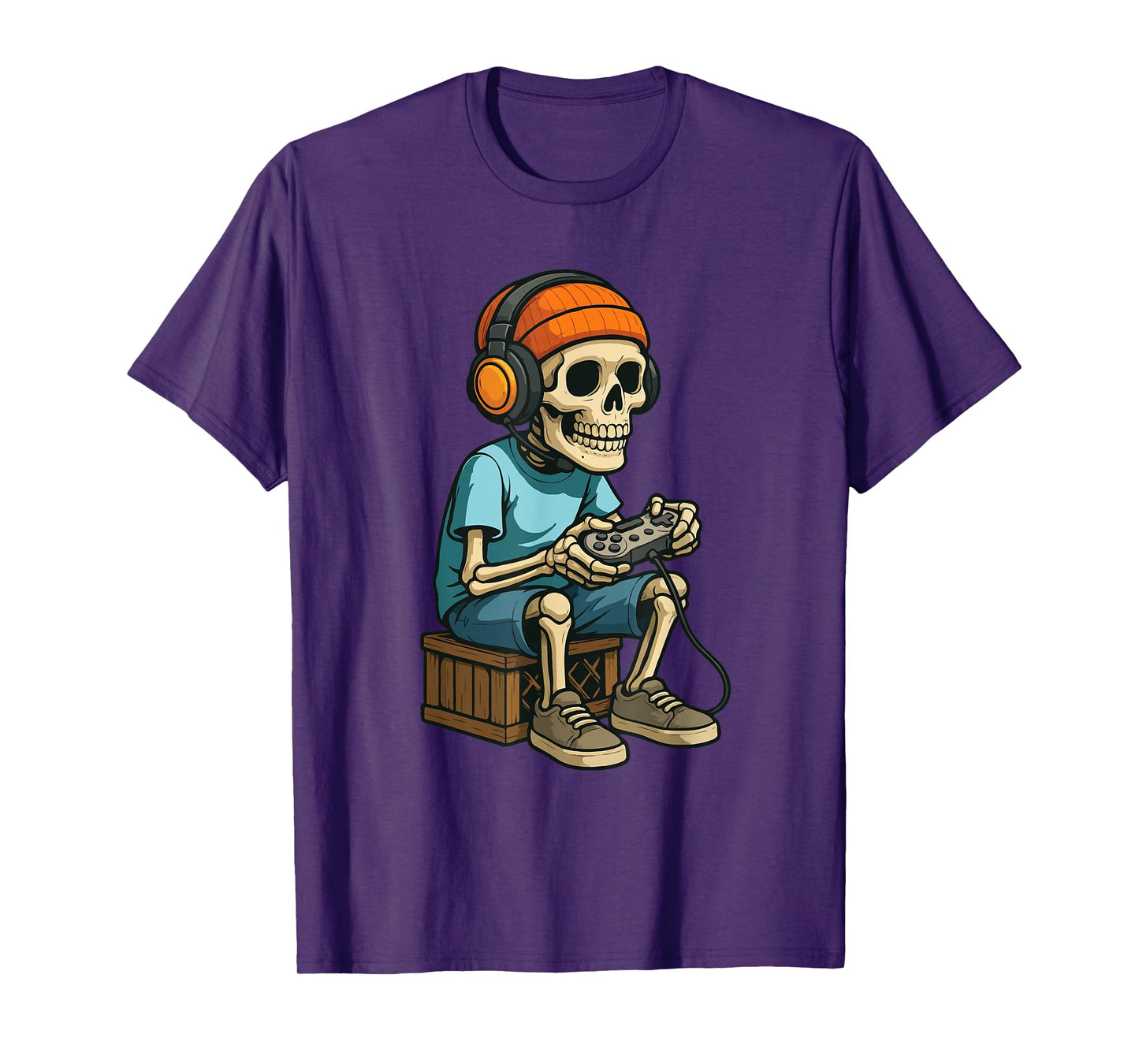 Halloween Skeleton Gamer Video Gaming for Boys Men Kids T-Shirt
