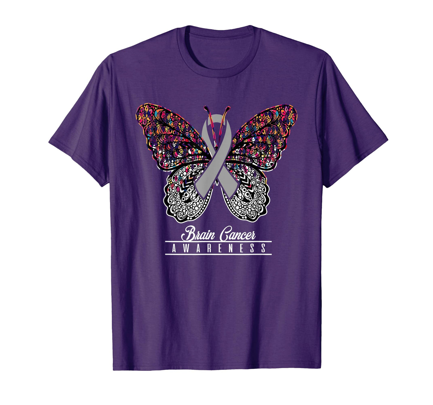 Brain Cancer Awareness Shirt Butterfly Lovers Gifts T-Shirt