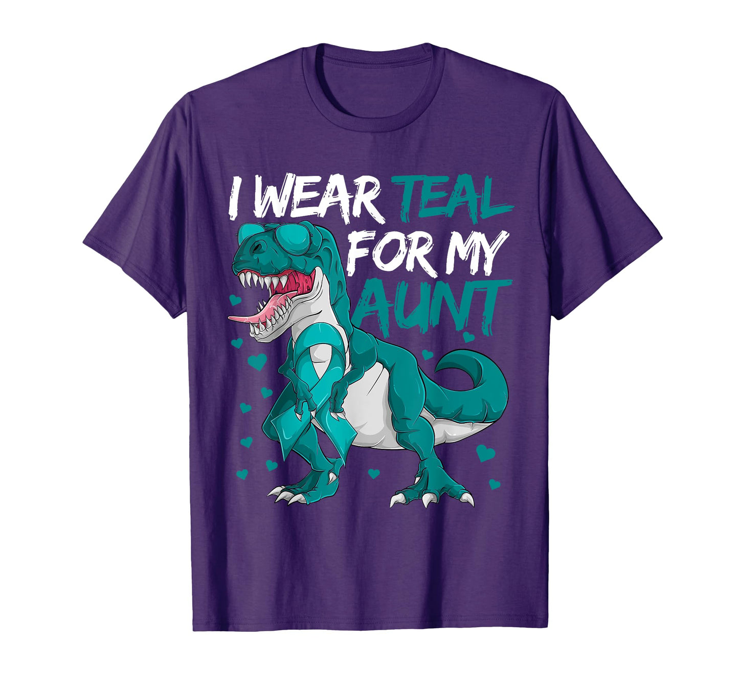 Ovarian Cancer Dinosaur Shirts, I Wear Teal For My Aunt Boys T-Shirt