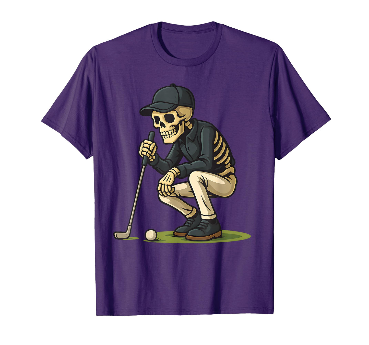 Skeleton Golf Halloween Golfer Golf Player Funny Men Dad T-Shirt
