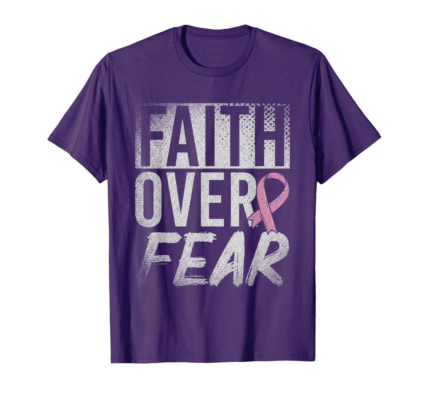 Faith Over Fear Pink Ribbon Fighter Breast Cancer Awareness T-Shirt