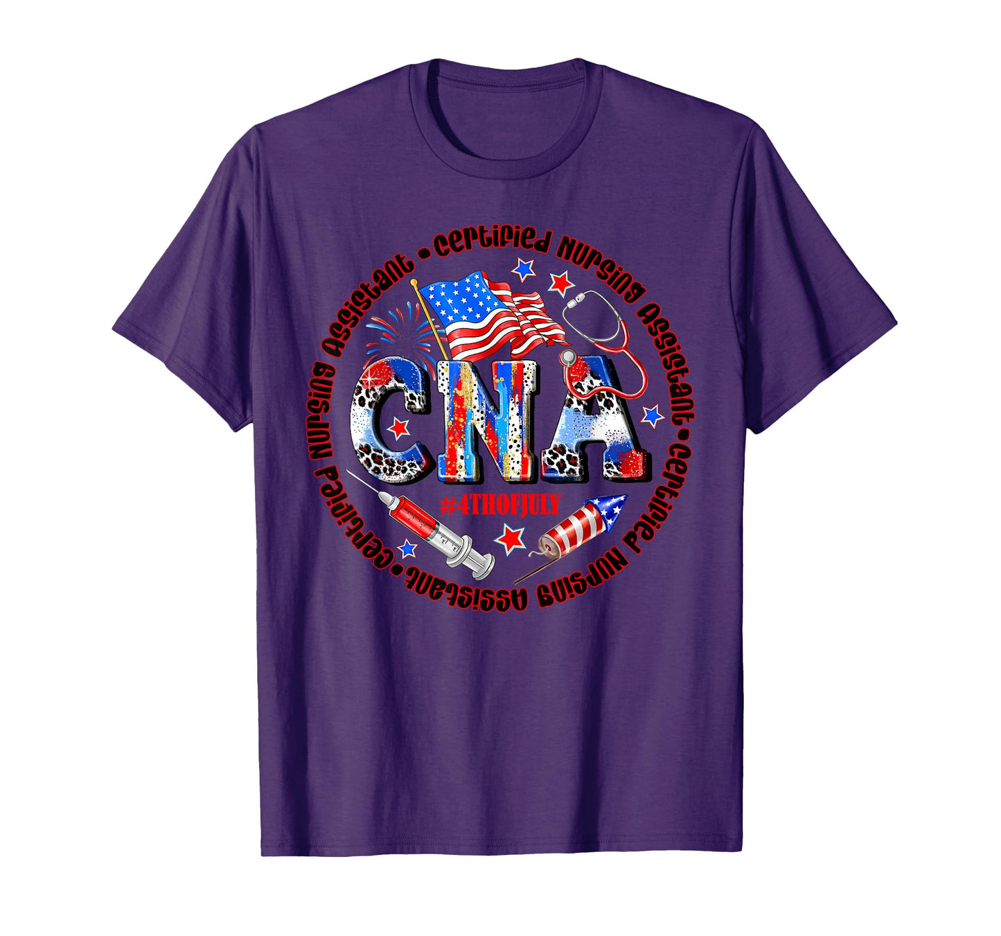 Retro CNA Certified Nursing Assistant US Flag 4th Of July T-Shirt