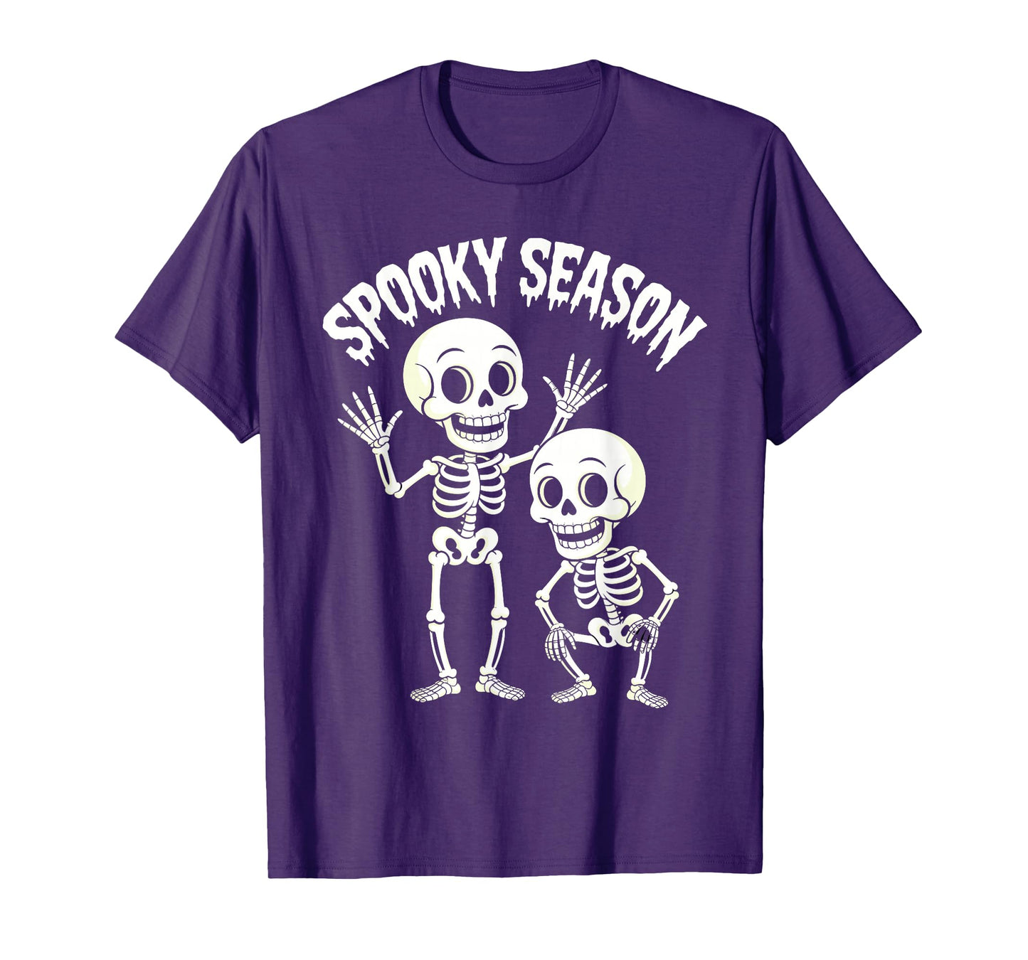Spooky Season Dancing Skeletons Funny Halloween Cartoon T-Shirt