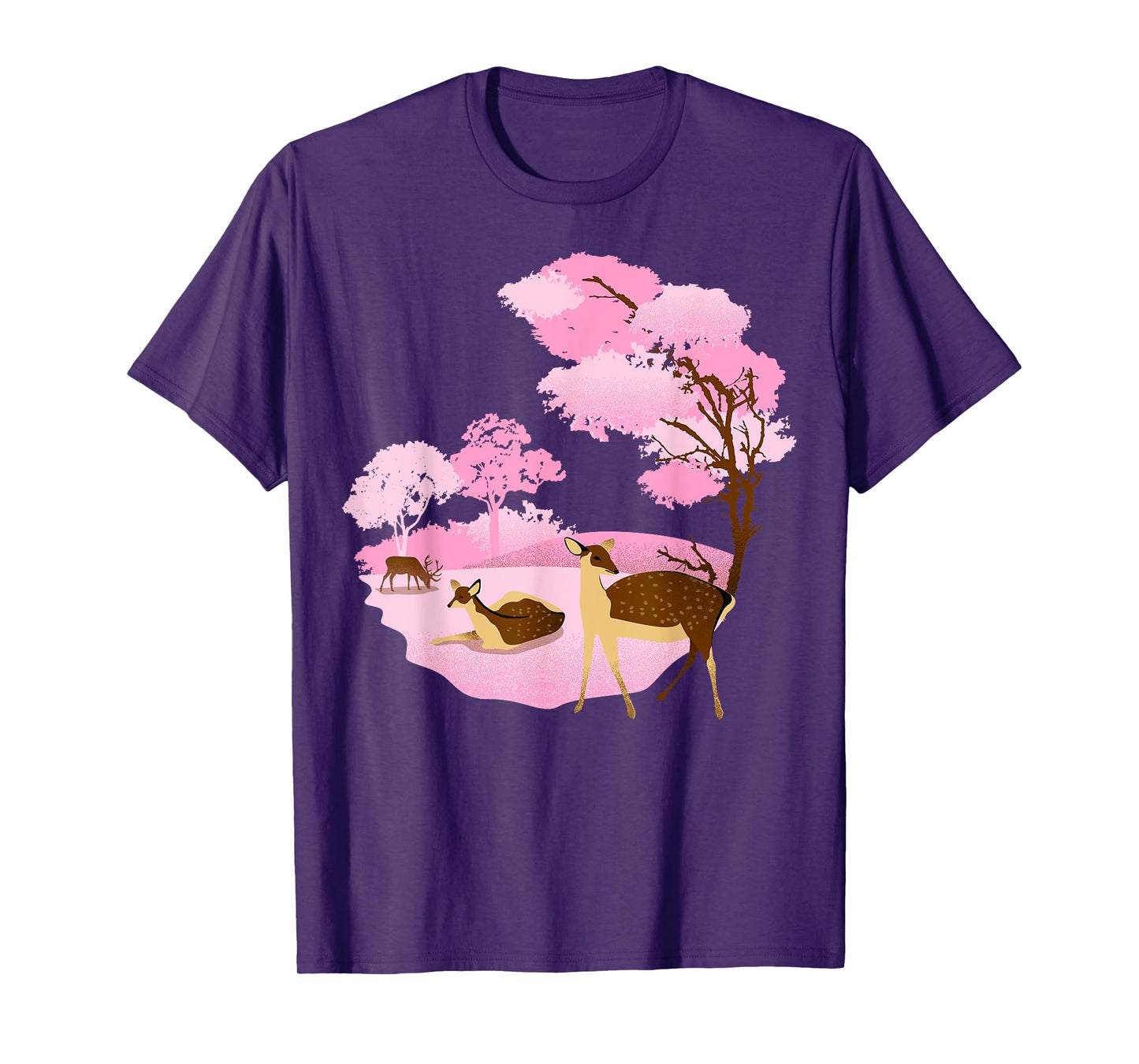 Japanese Landmark Nara Park Pink Deer T-Shirt