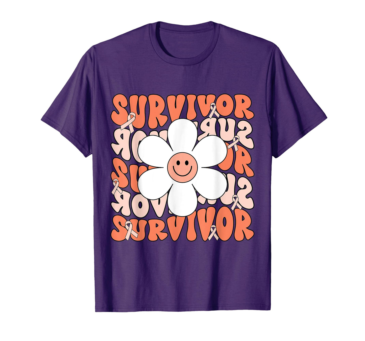 Uterine Cancer Peach Ribbon Uterine Cancer Survivor T-Shirt