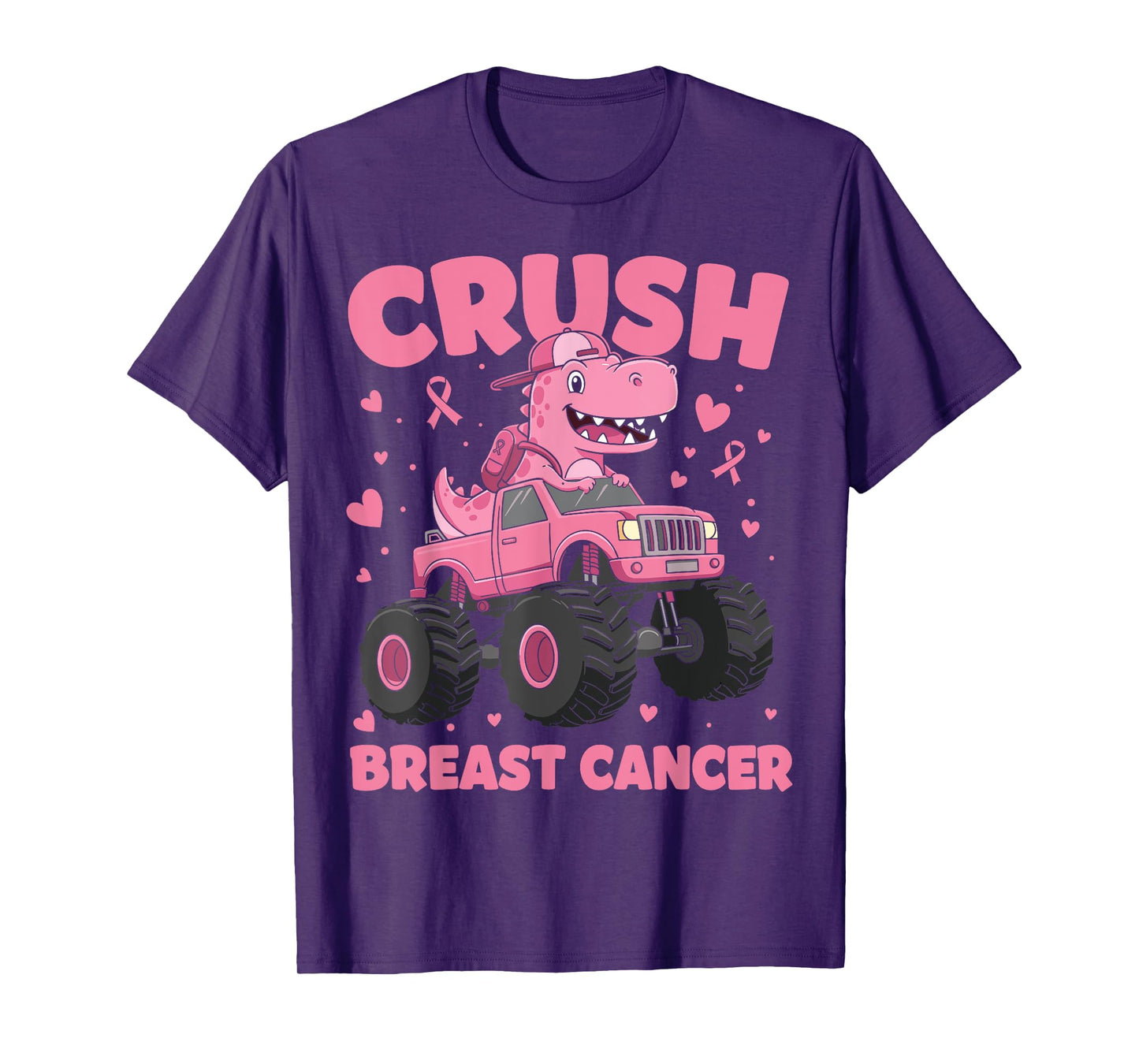 Crush Breast Cancer Awareness Monster Truck Toddler Boy Kids T-Shirt