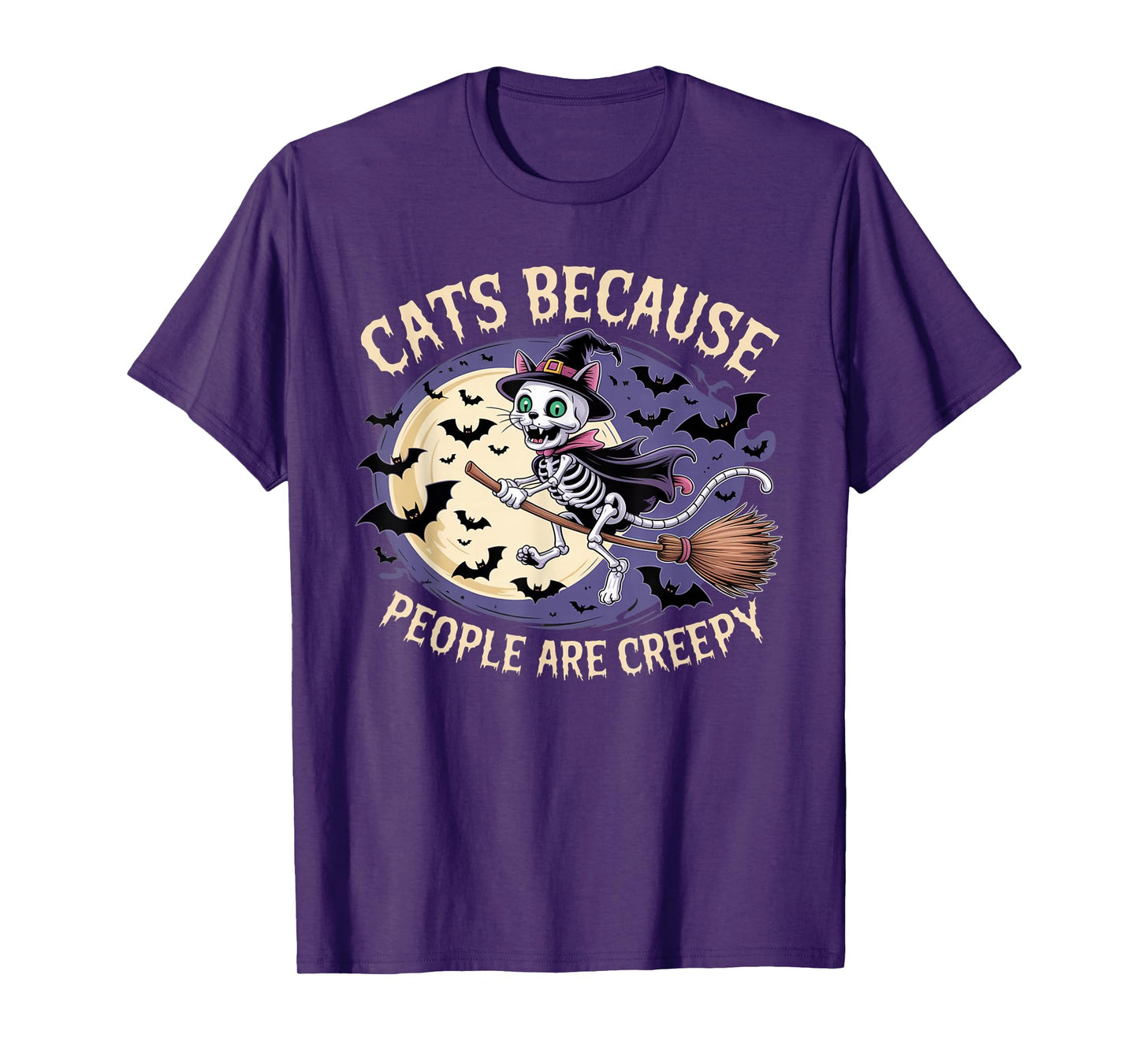 Cats Because People are Creepy Ghost Halloween Cat Mom Kids T-Shirt