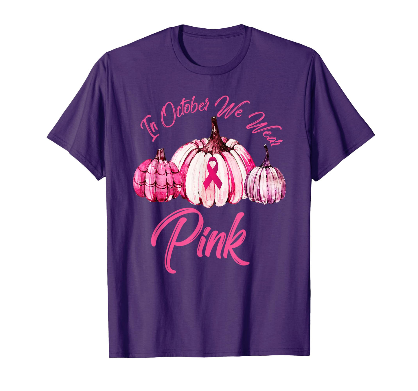 In October We Wear Pink Pumpkin Breast Cancer Halloween T-Shirt