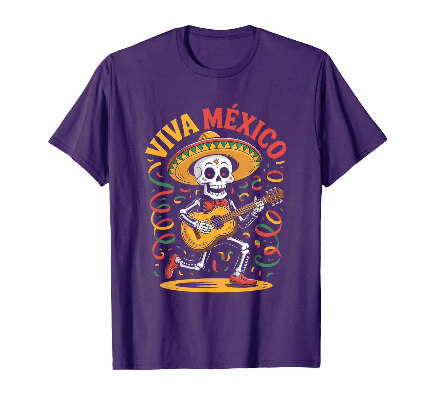 Viva Mexico Skeleton Mariachi Guitar Fiesta T-Shirt
