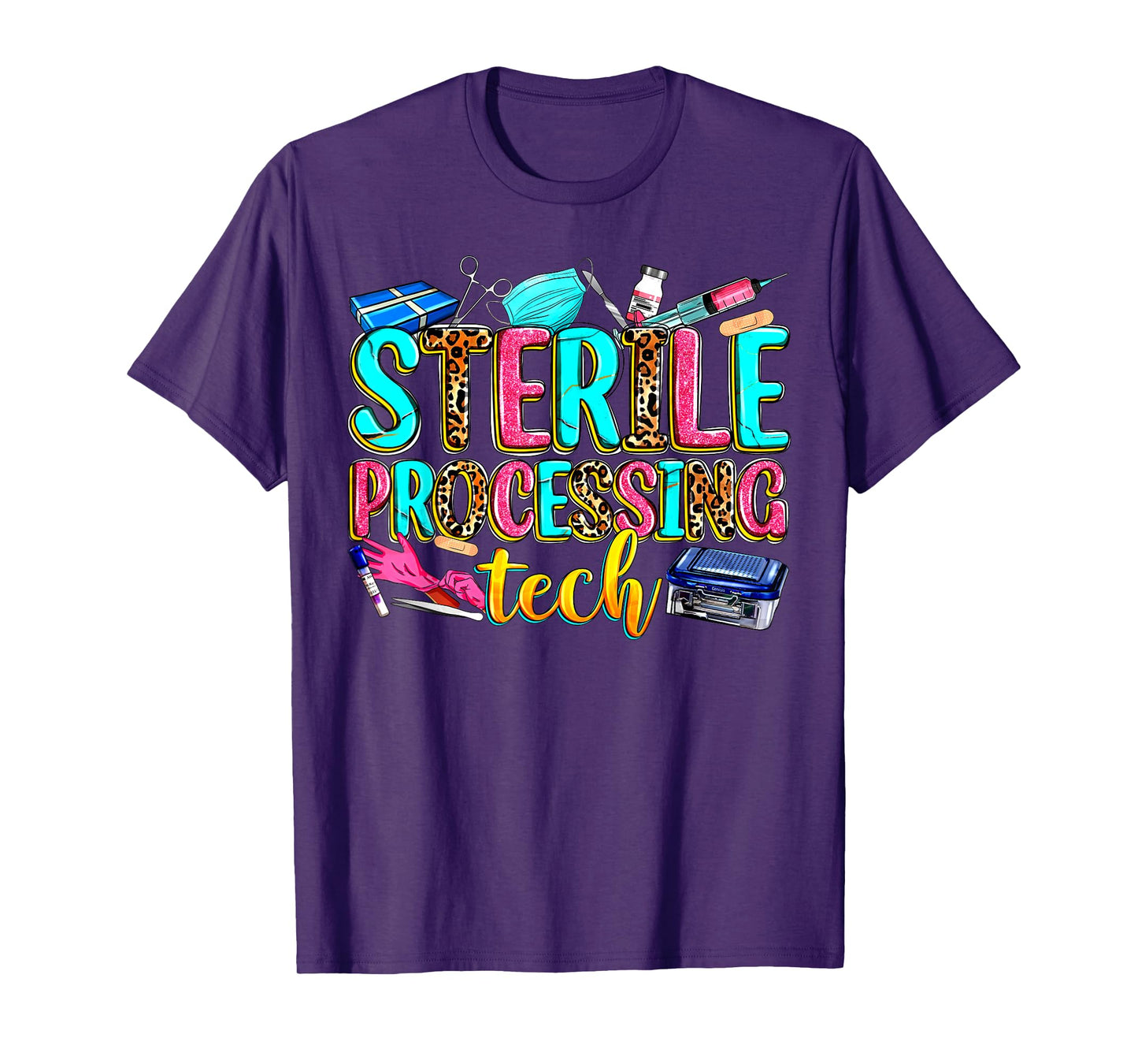 Leopard Sterile Processing Tech SPD Tech Week Nurse Life T-Shirt