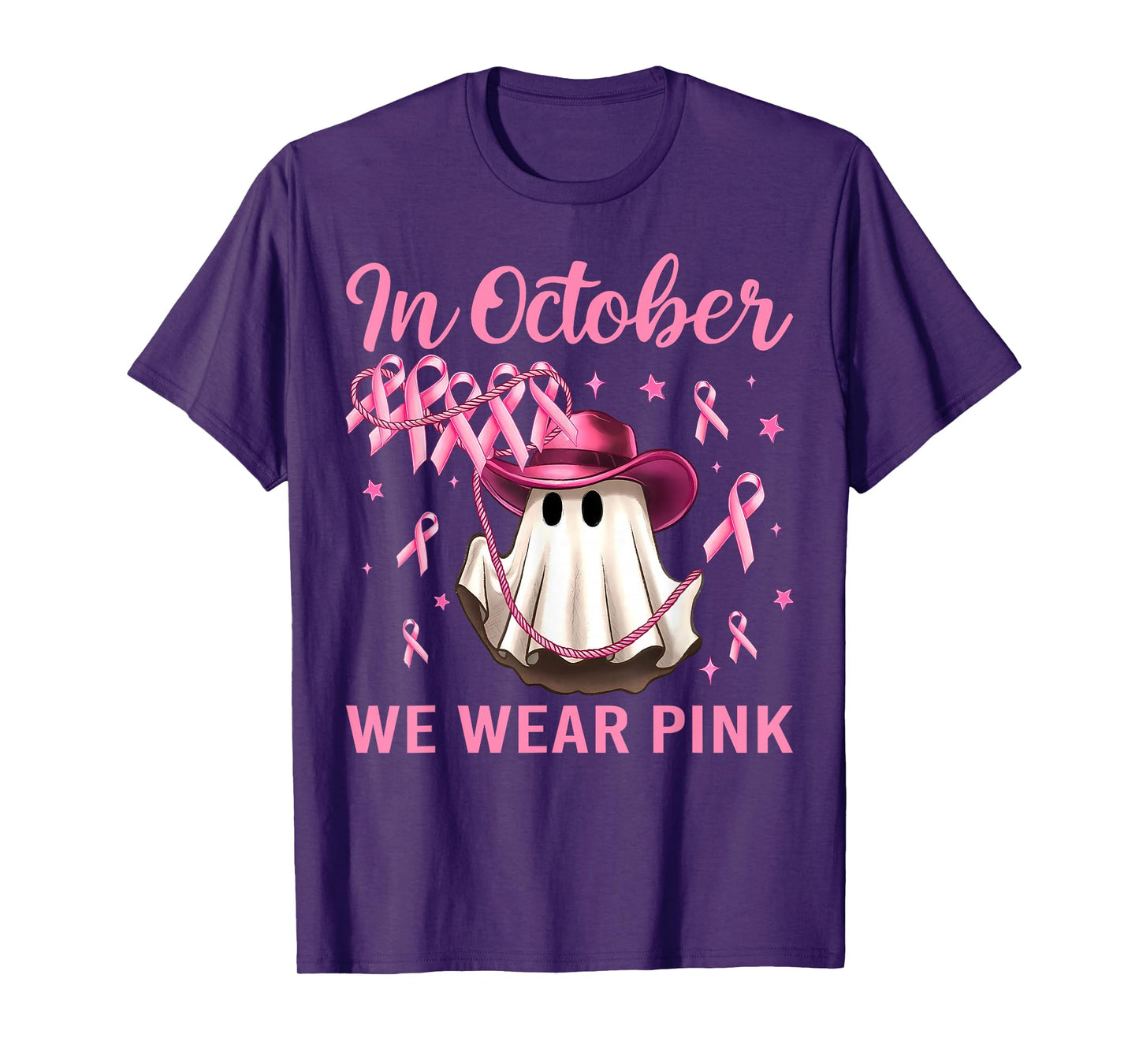 in October We Wear Pink Men Women Breast Cancer Awareness T-Shirt
