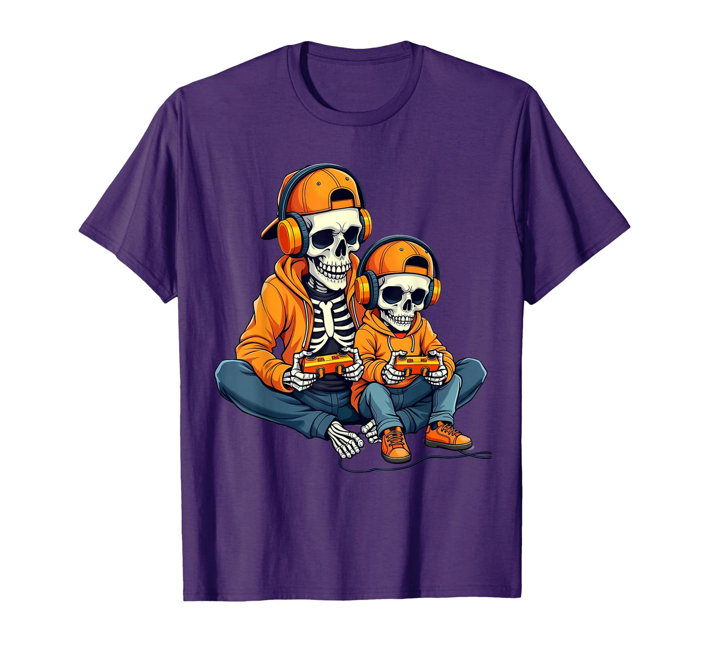 Halloween Skeleton Gamer Video Gaming Funny Skull Game Lover T-Shirt