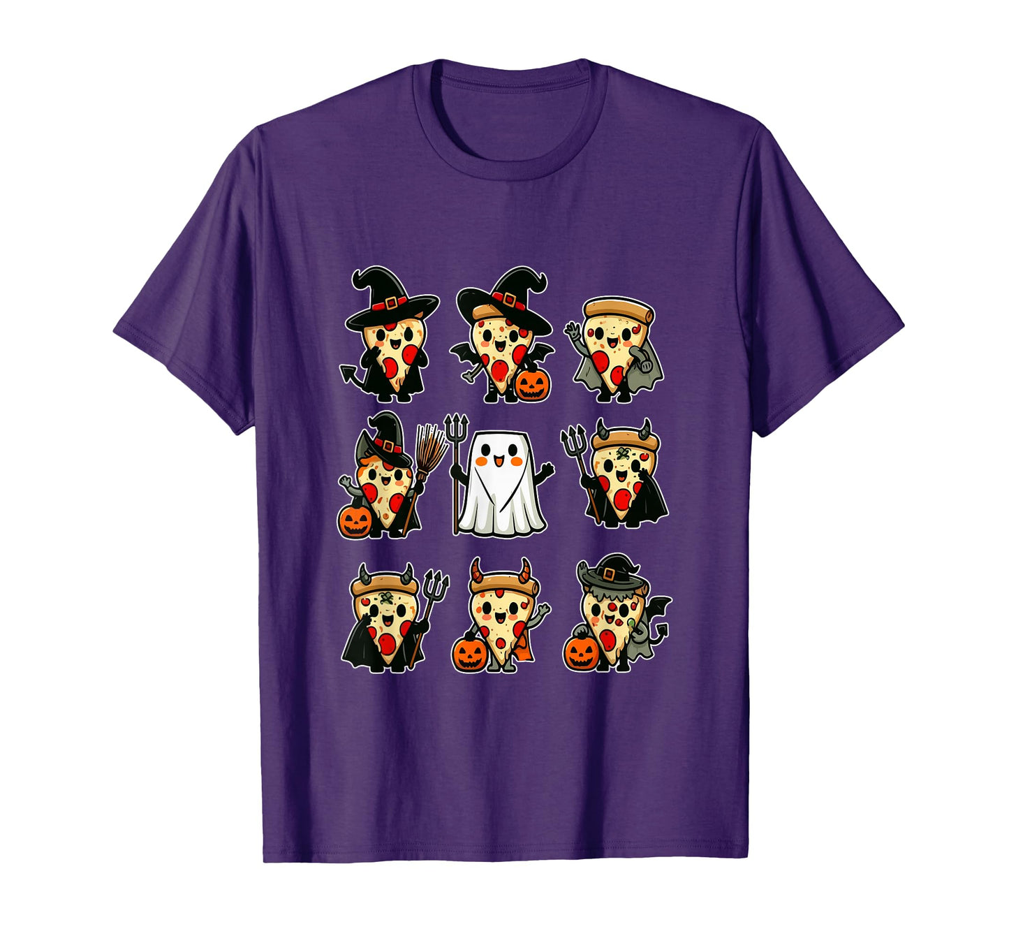 Group Pizzas Cosplay Witch Boo Ghosts Halloween Food T-Shirt
