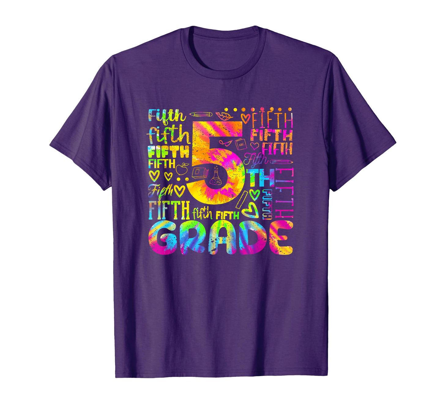 Tie Dye 5th Grade Typography Team Fifth Grade Teacher T-Shirt for Men Women Girls Kids