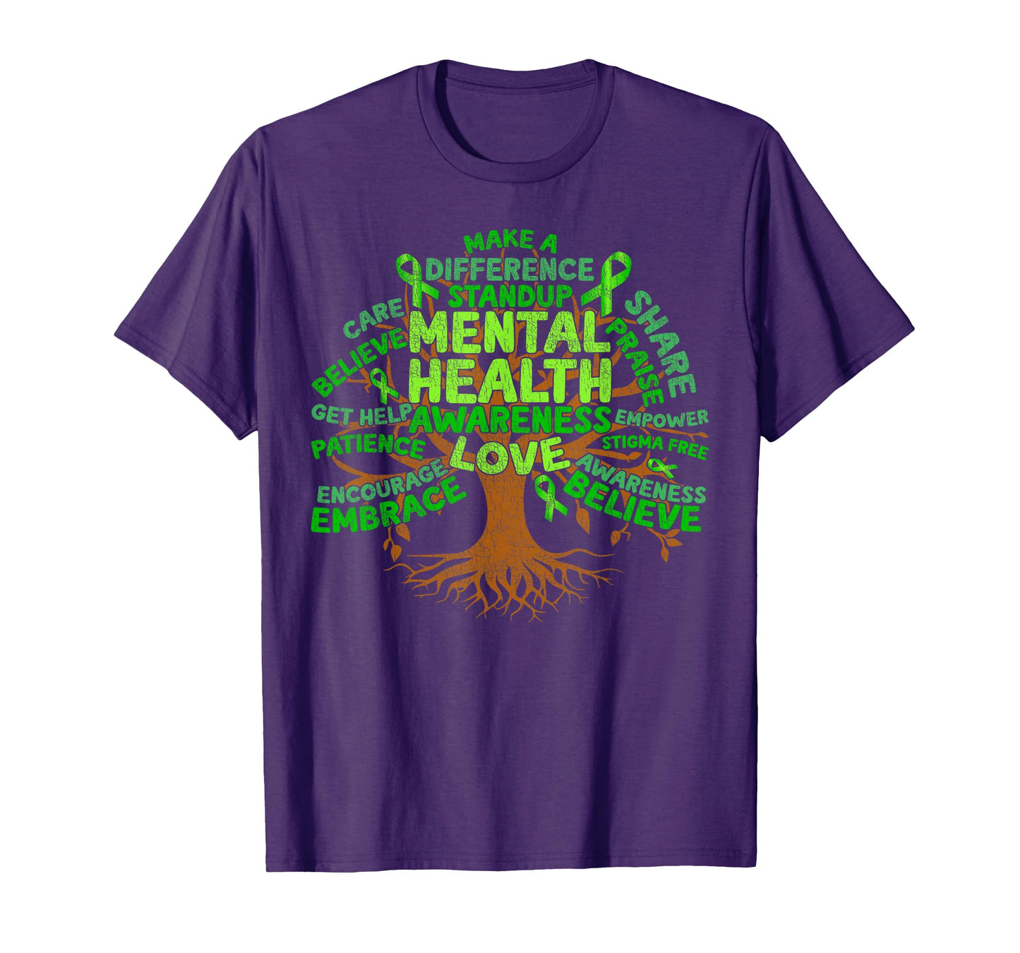 Motivational Support Green Tree Mental Health Awareness T-Shirt
