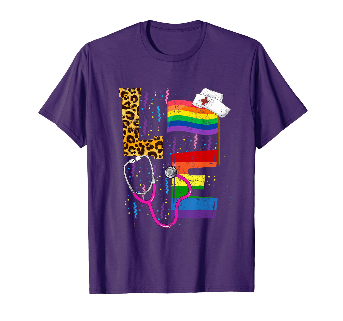Rainbow Flag Love Nurse RN Scrub Top LGBT Pride Month Gay T-Shirt