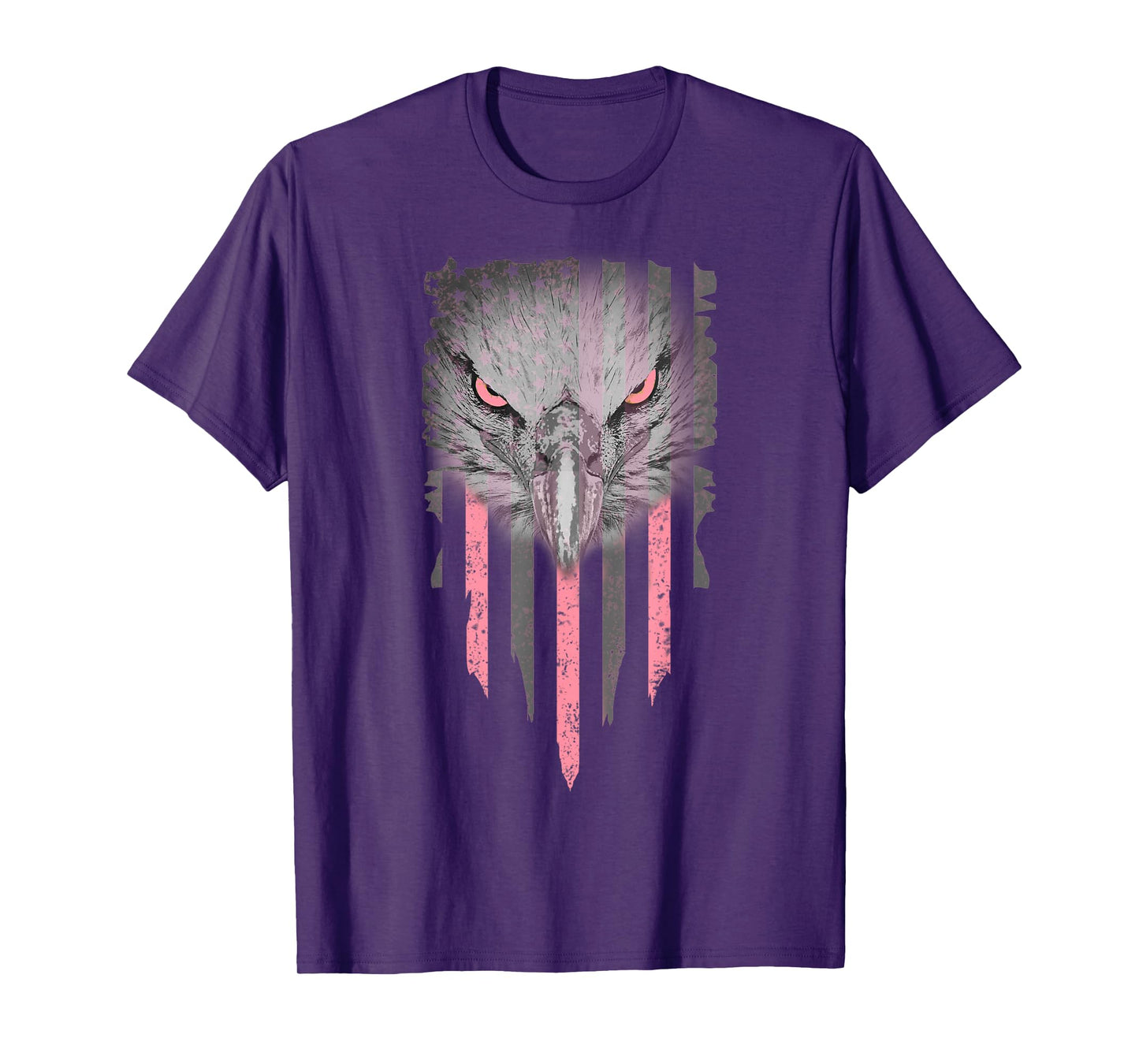 Bald Eagle Pink Ribbon American Flag Breast Cancer Awareness Women Kids Men T-Shirt