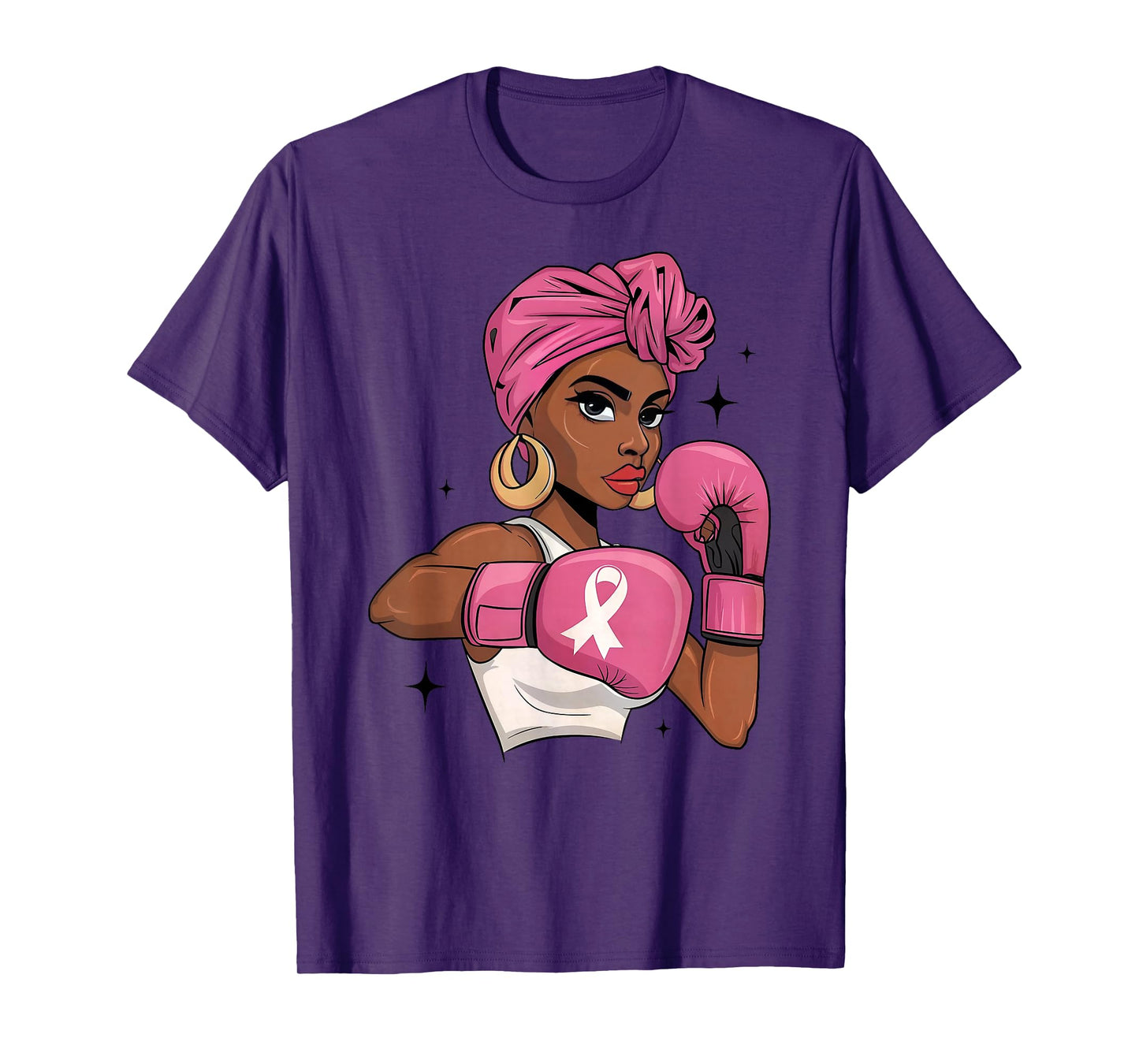 Breast Cancer Awareness African American Afro Pink Ribbon T-Shirt