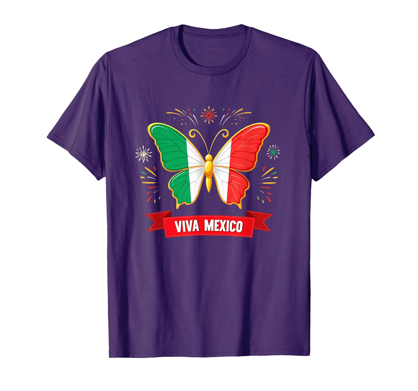 Viva Mexico Mexican Independence Day Butterfly Flag Mexico T-Shirt
