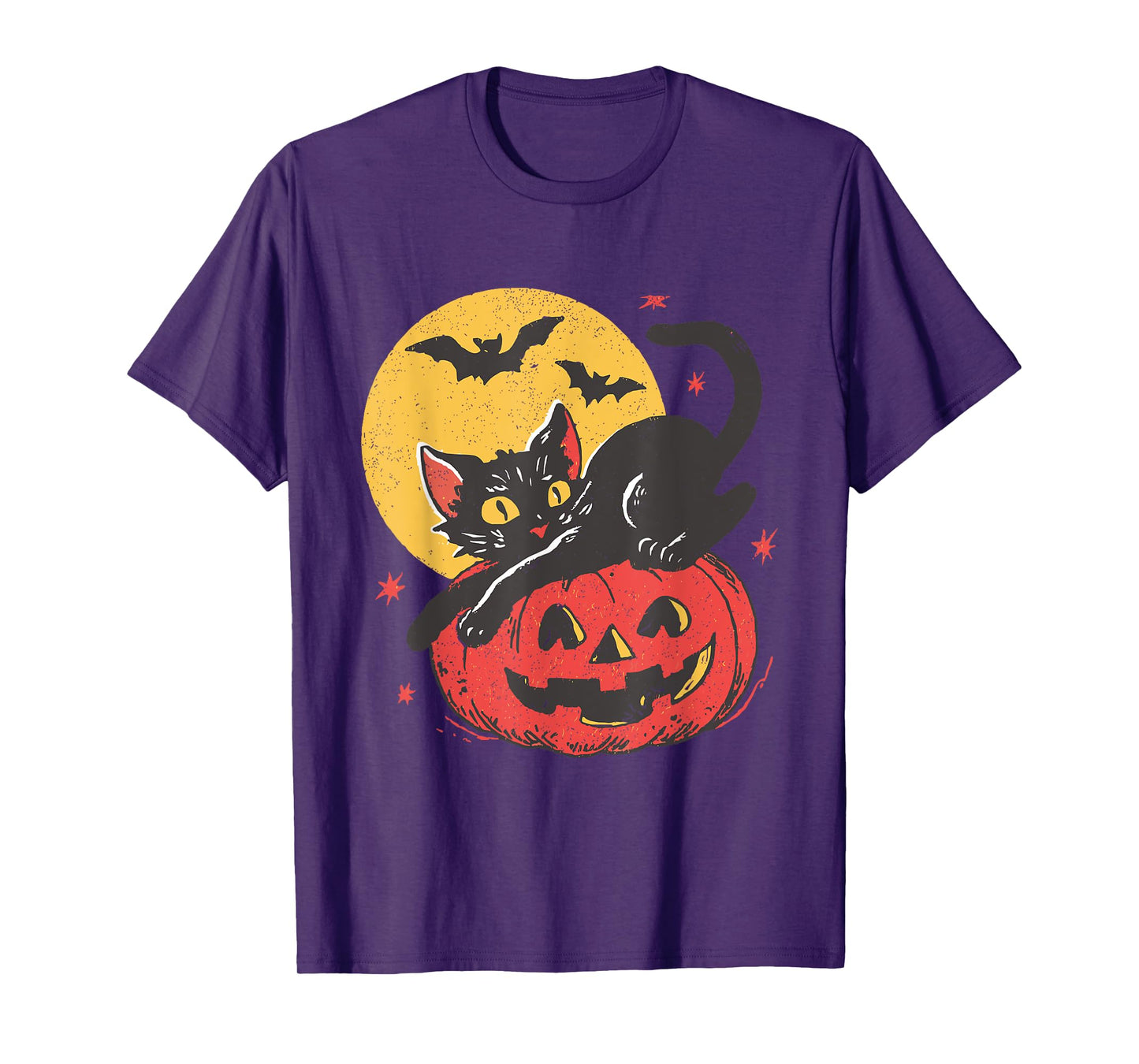 Black Cat On Pumpkin Halloween Black Cat Moon Spooky Season T-Shirt