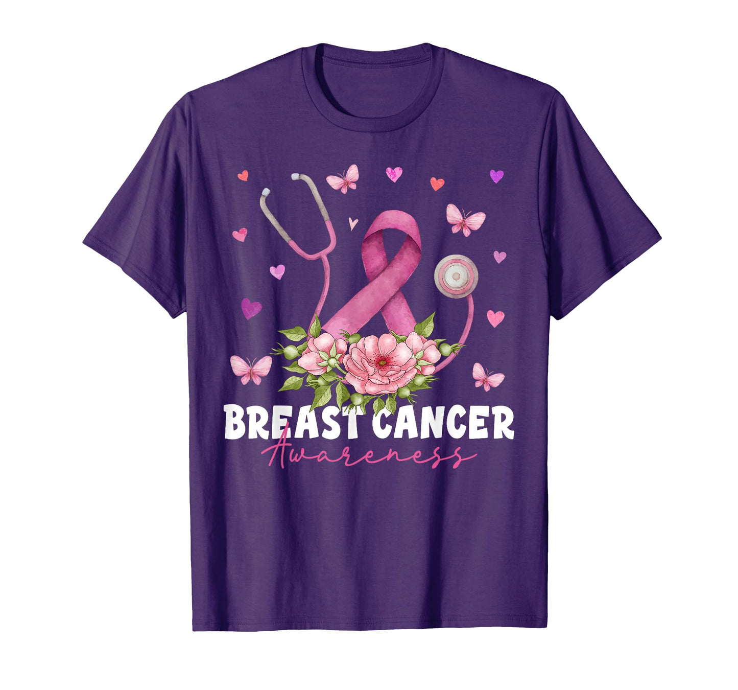 Breast Cancer Awareness Pink Stethoscope Nurse Medical Women T-Shirt