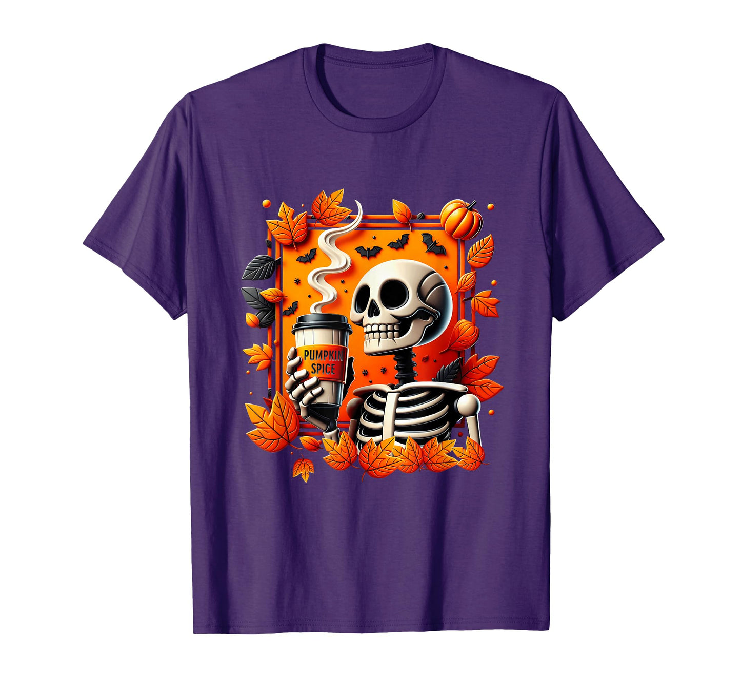 Happy Fall Yall Women Pumpkin Spice Halloween Skeleton T-Shirt