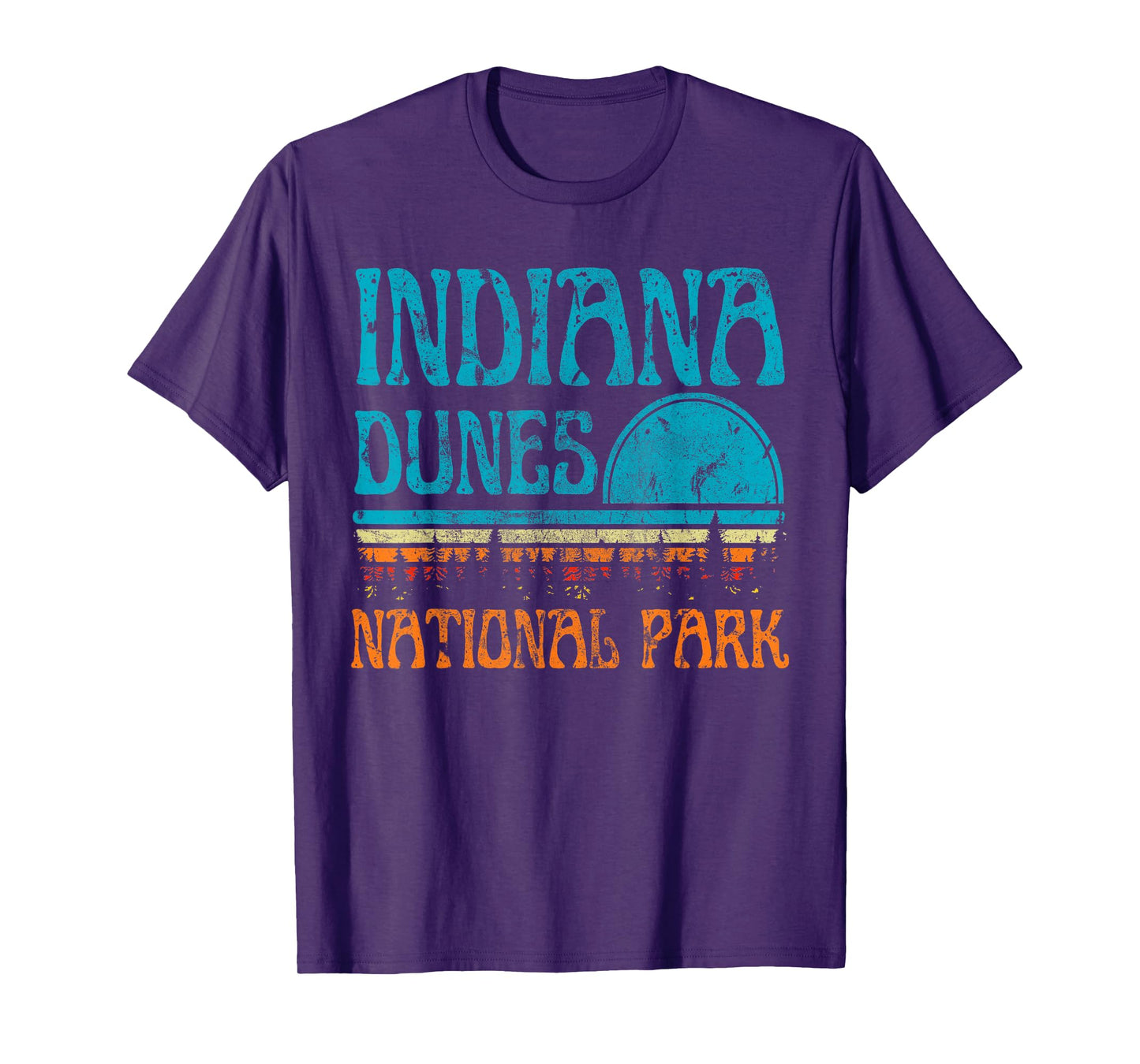 Indiana Dunes National Park Lake Michigan Retro Sunset T-Shirt