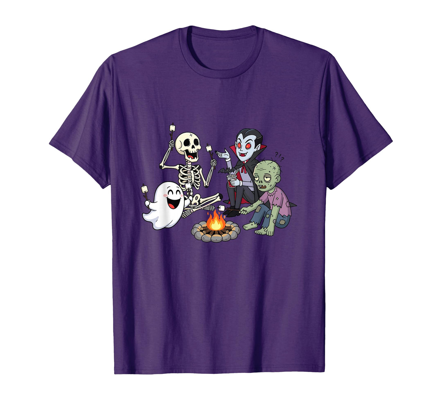 Funny Halloween Ghost Skeleton Zombie Vampire Campfire T-Shirt