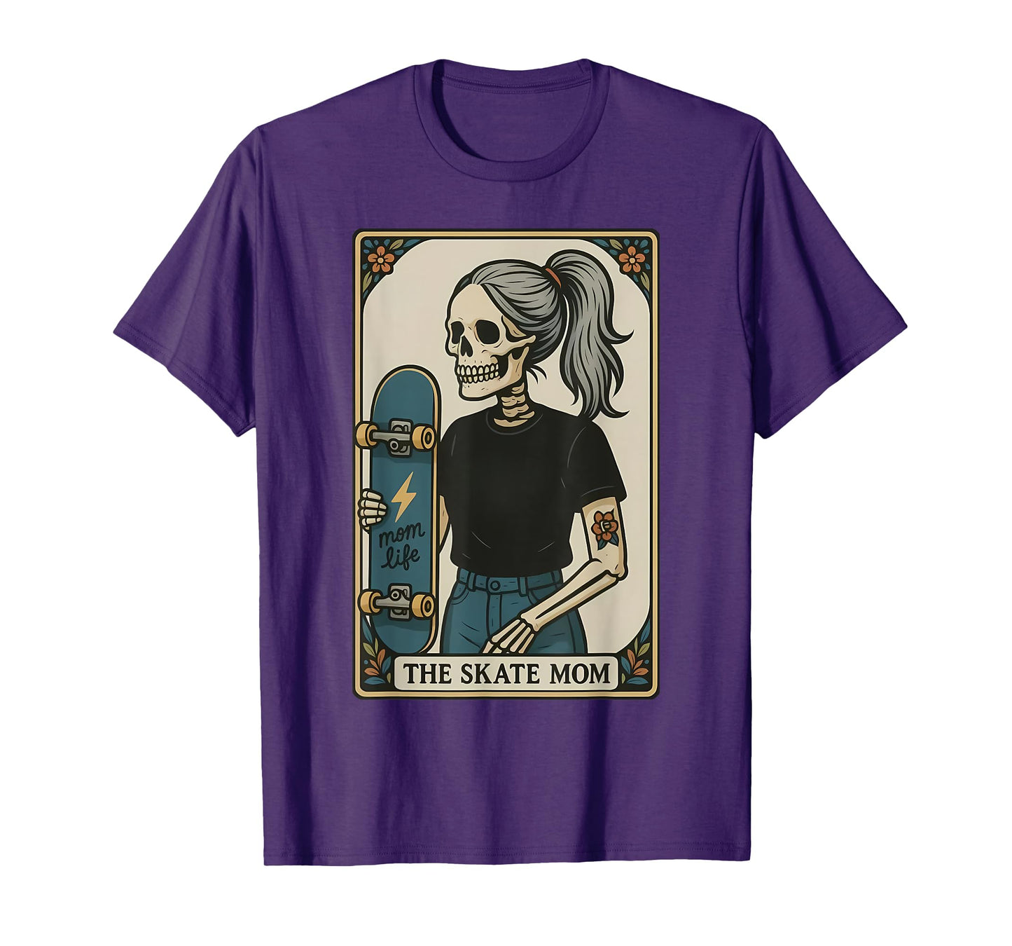 Funny Skate Mom Tarot Card Skeleton Halloween Sport Lovers T-Shirt