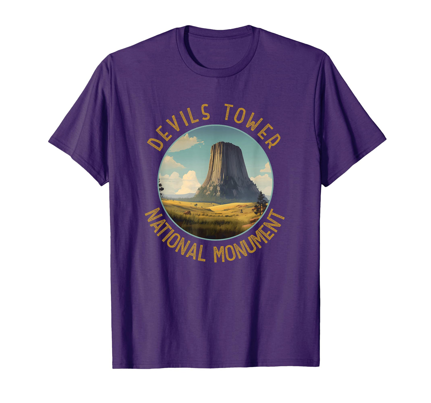 Devils Tower National Monument Distressed Circle T-Shirt
