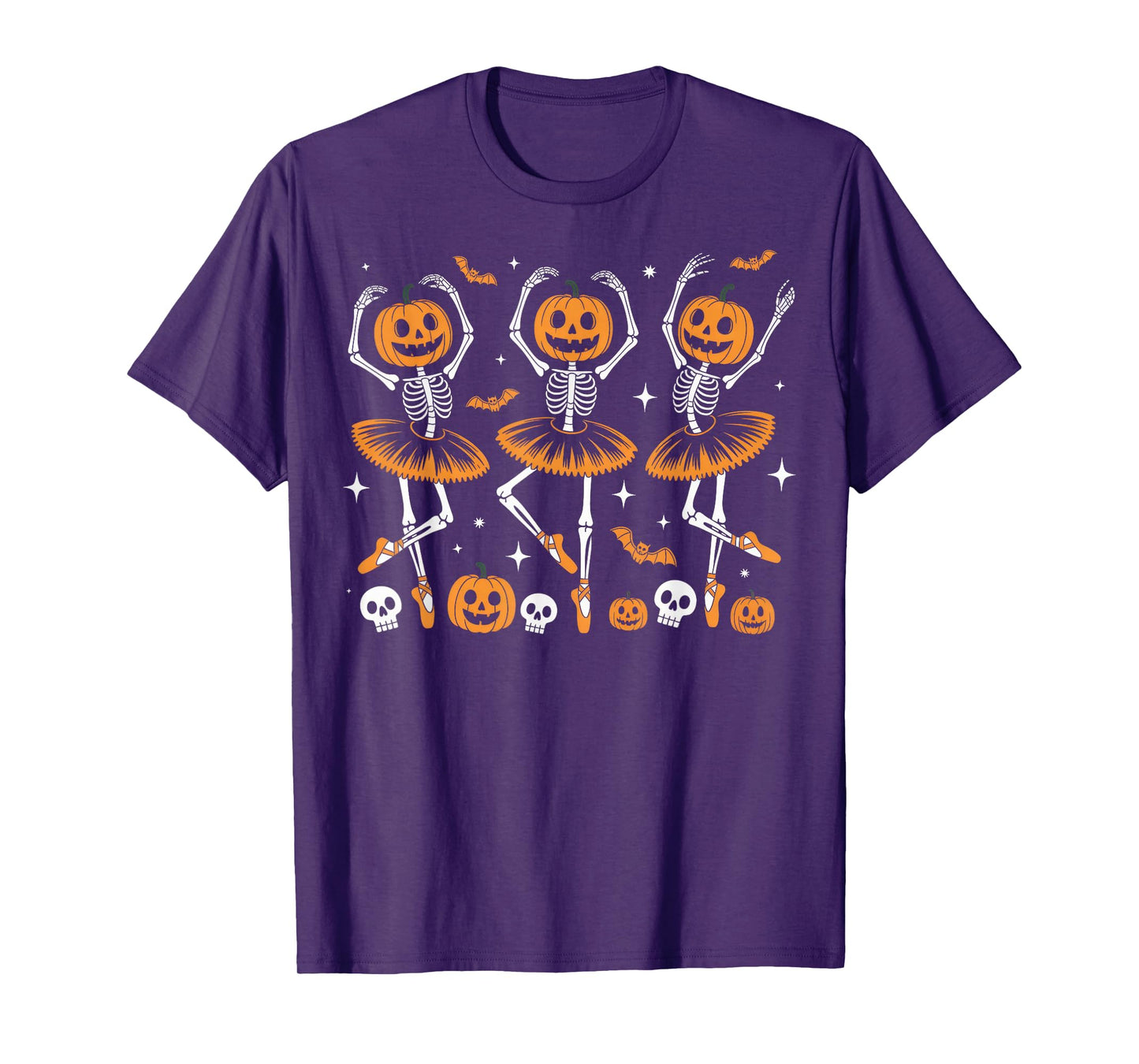 Ballet Pumpkin Skeleton Scary Halloween Men Women Boys Girl T-Shirt