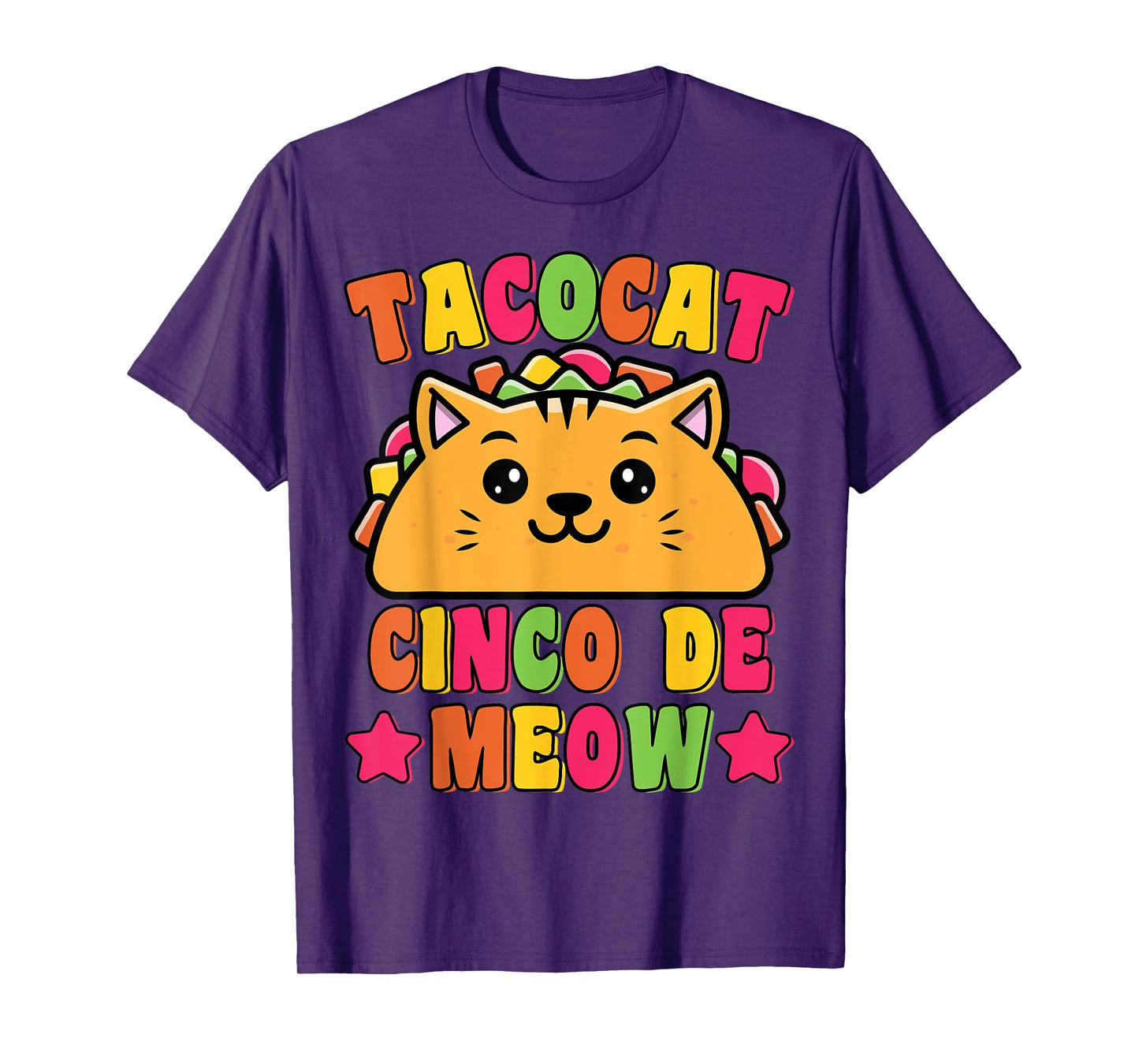 Funny Taco Cat Pun Tacocat Cute Taco Lover Cinco De Meow Men Women Kids T-Shirt