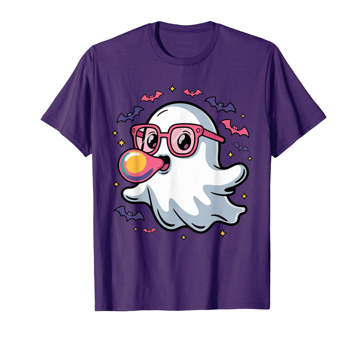 Funny Halloween Boo Ghost Sunglasses Pink Bubblegum Costume T-Shirt