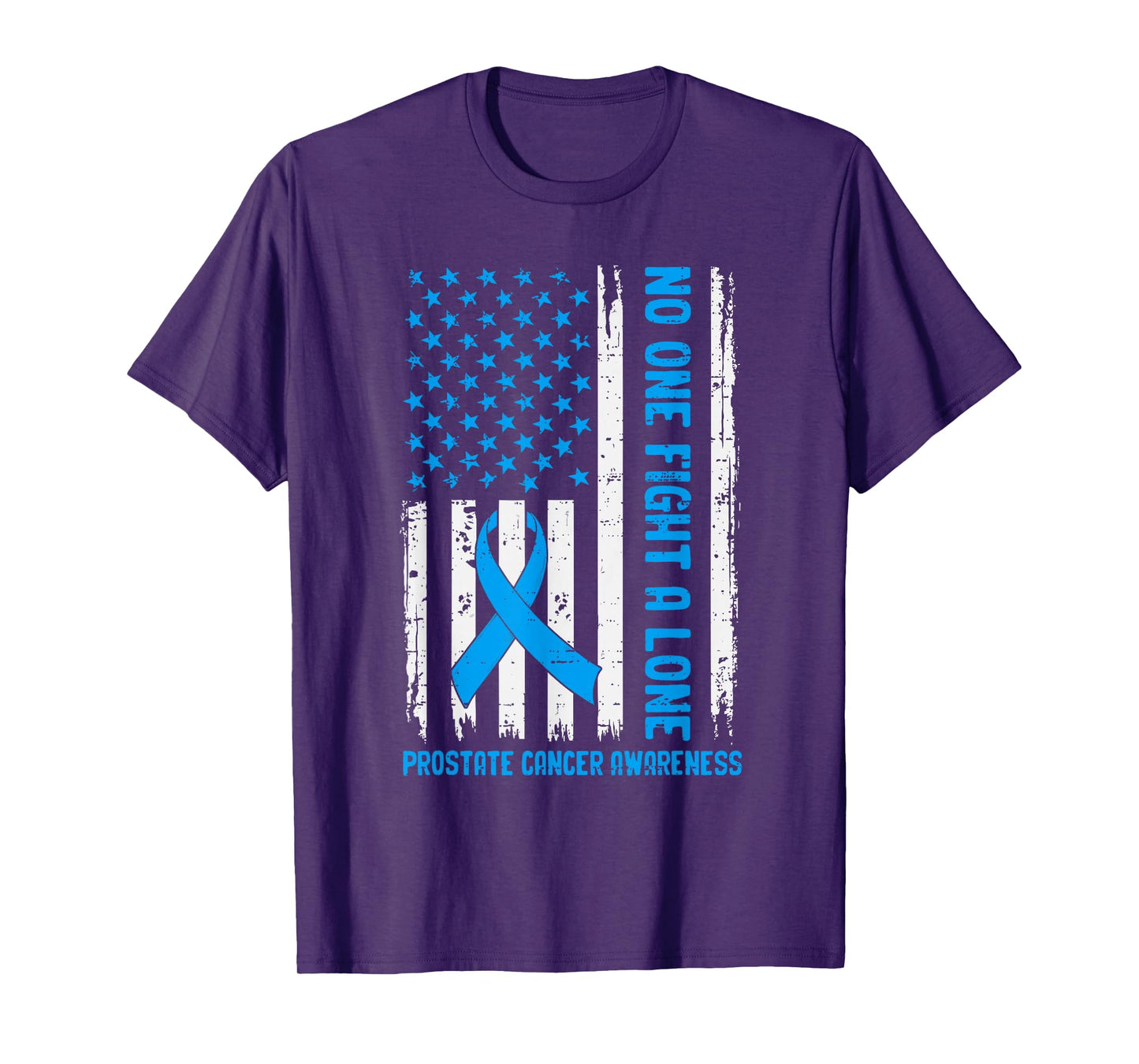 Prostate Cancer Awareness USA Flag Ribbon Blue Support Mens T-Shirt
