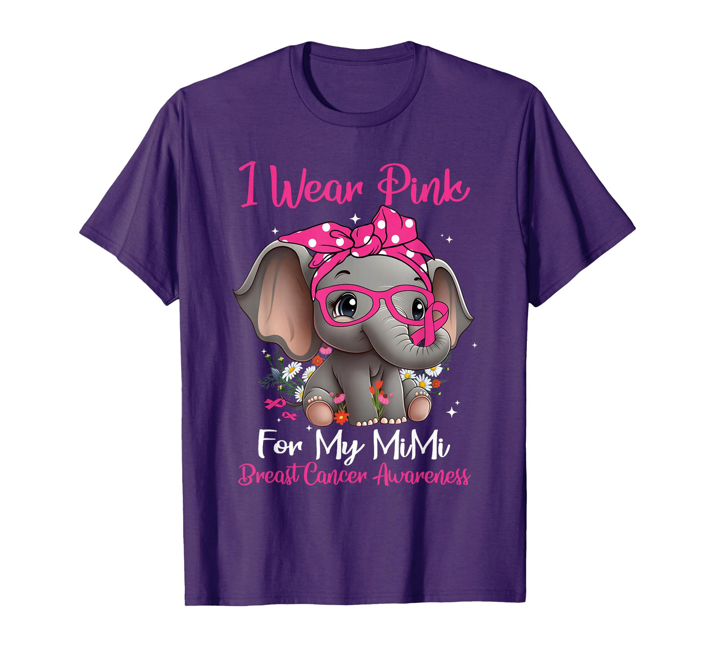 I Wear Pink For My Mimi Breast Cancer Awareness Day Elephant T-Shirt