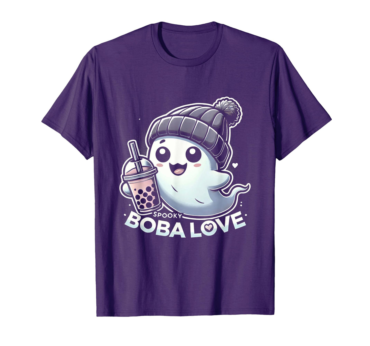 Spooky Cute Ghost and Boba Tea Love Halloween Kids T-Shirt