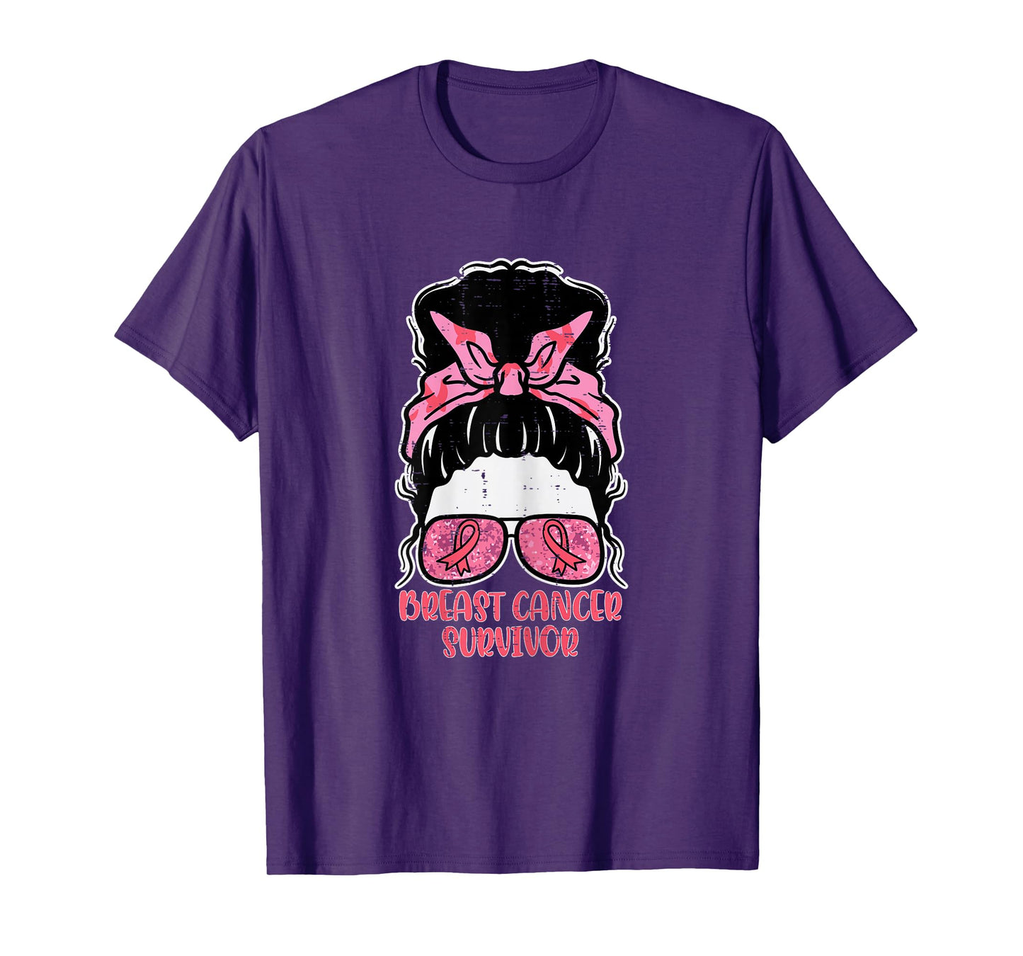 Breast Cancer Survivor Hairbun Breast Cancer Awareness Women T-Shirt