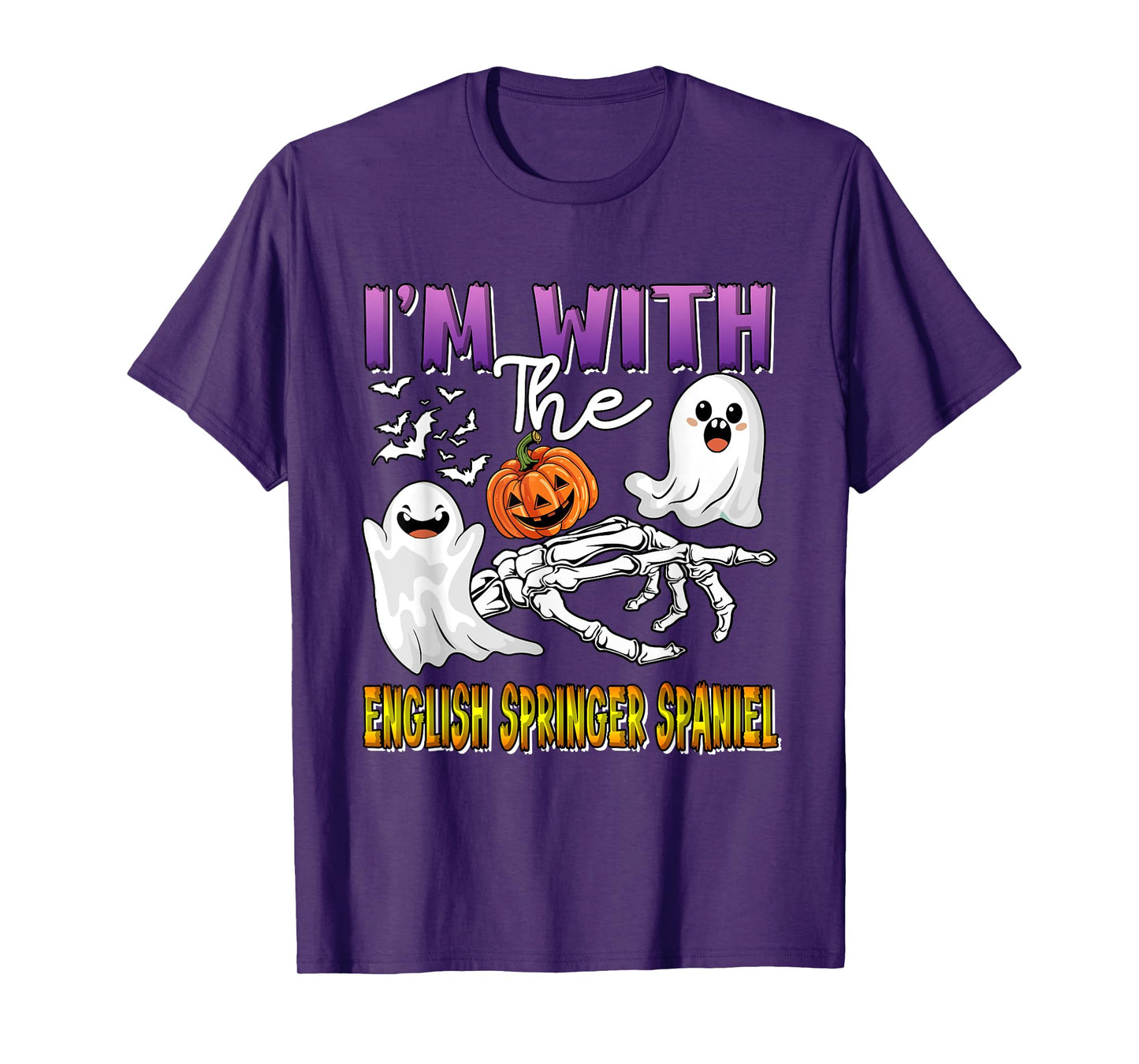 I'm with English Springer Spaniel Halloween Boo Funny Single T-Shirt