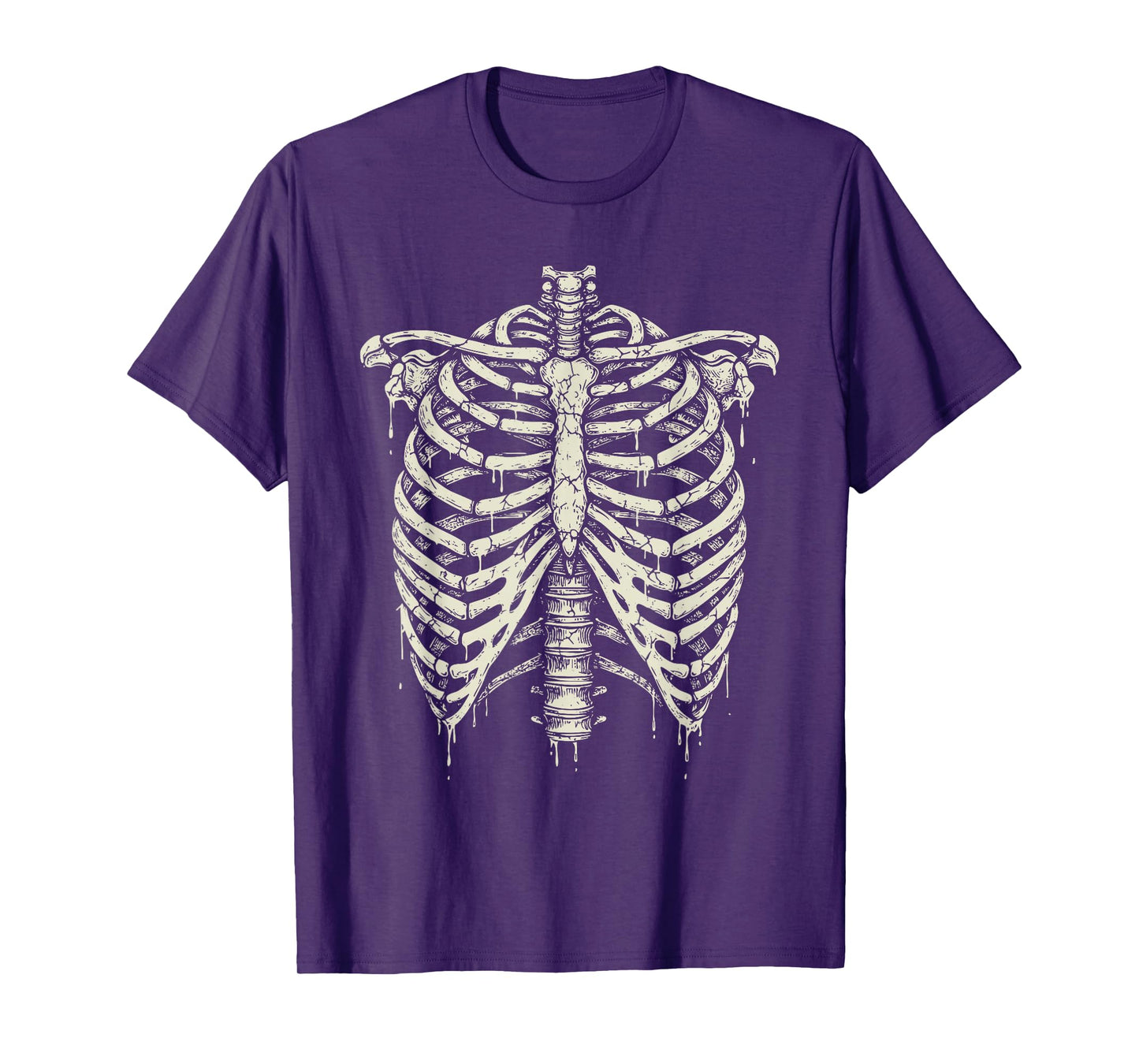Skeleton Rib Cage Graphic with Vintage Grunge Vibes T-Shirt