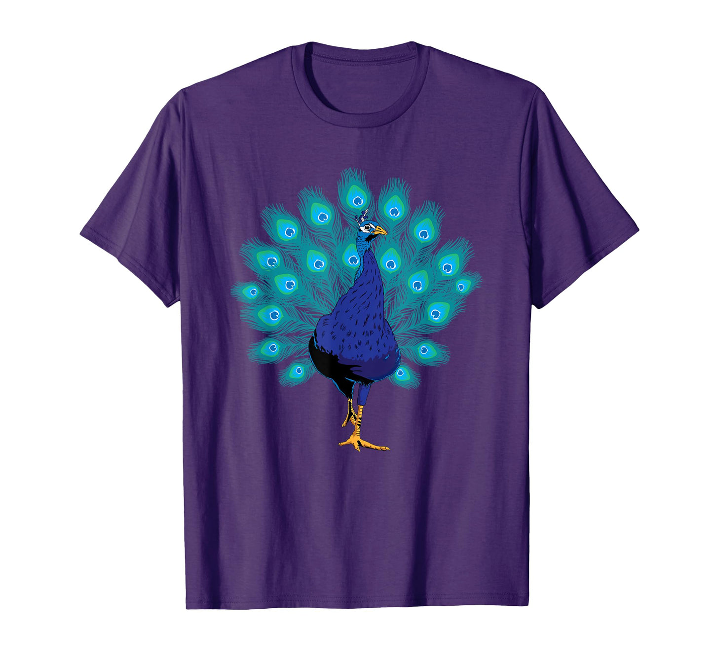 Blue Peacock Print Teal Feathers Bird Lover Men Women Gifts T-Shirt