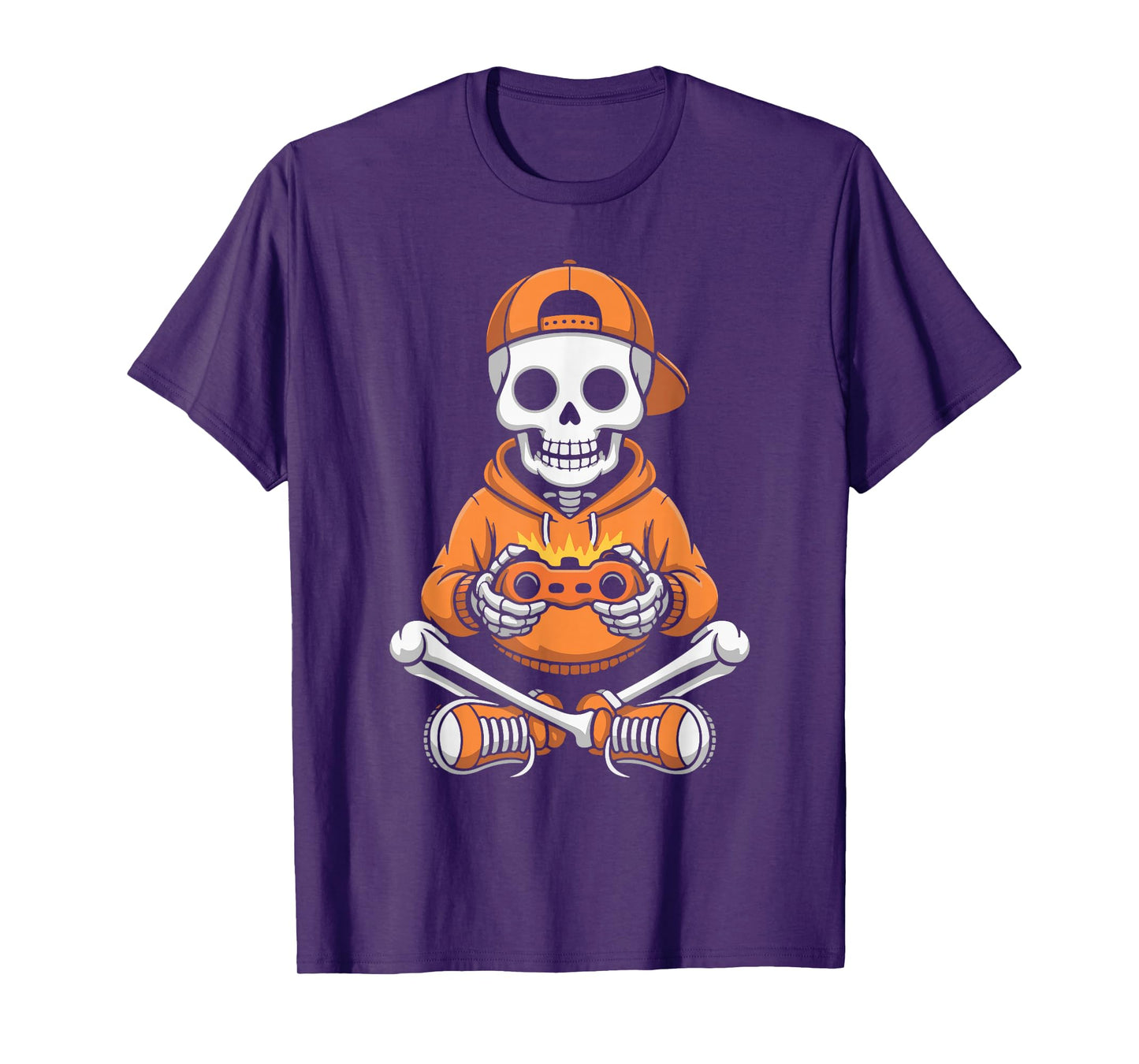 Spooky Skeleton Video Game Halloween Gaming Gamer Boys Men T-Shirt