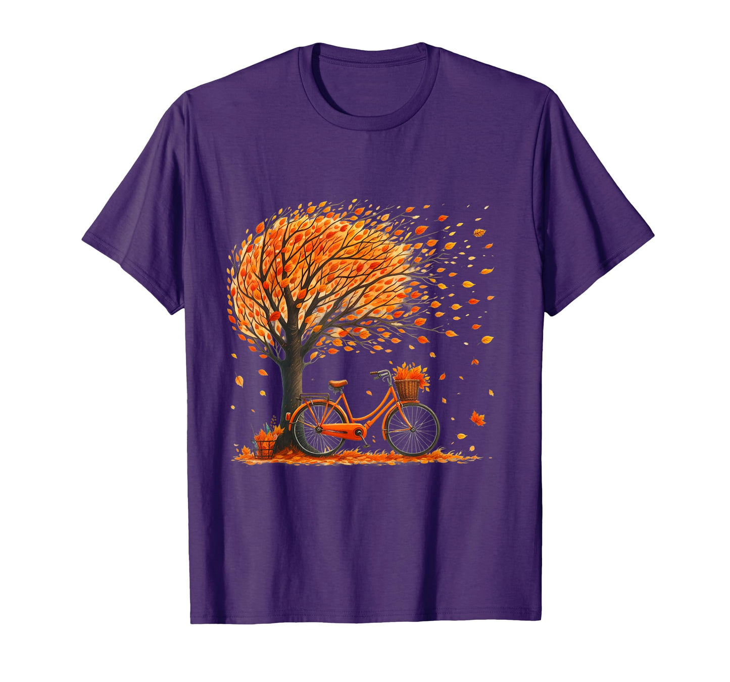 Retro Fall Leaves Tree Bicycle Autumn Season Fall Foliage T-Shirt