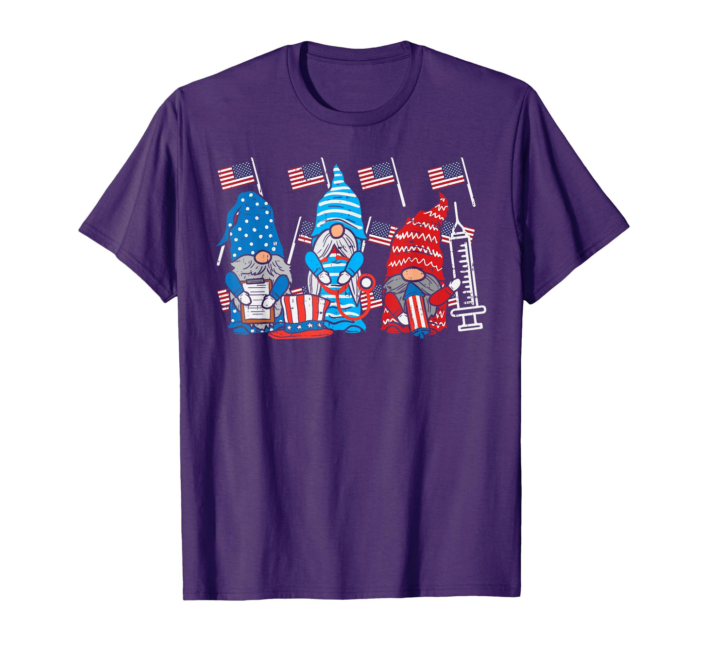 American Gnomes Nurse 4th Of July Scrub Top Patriot Women T-Shirt