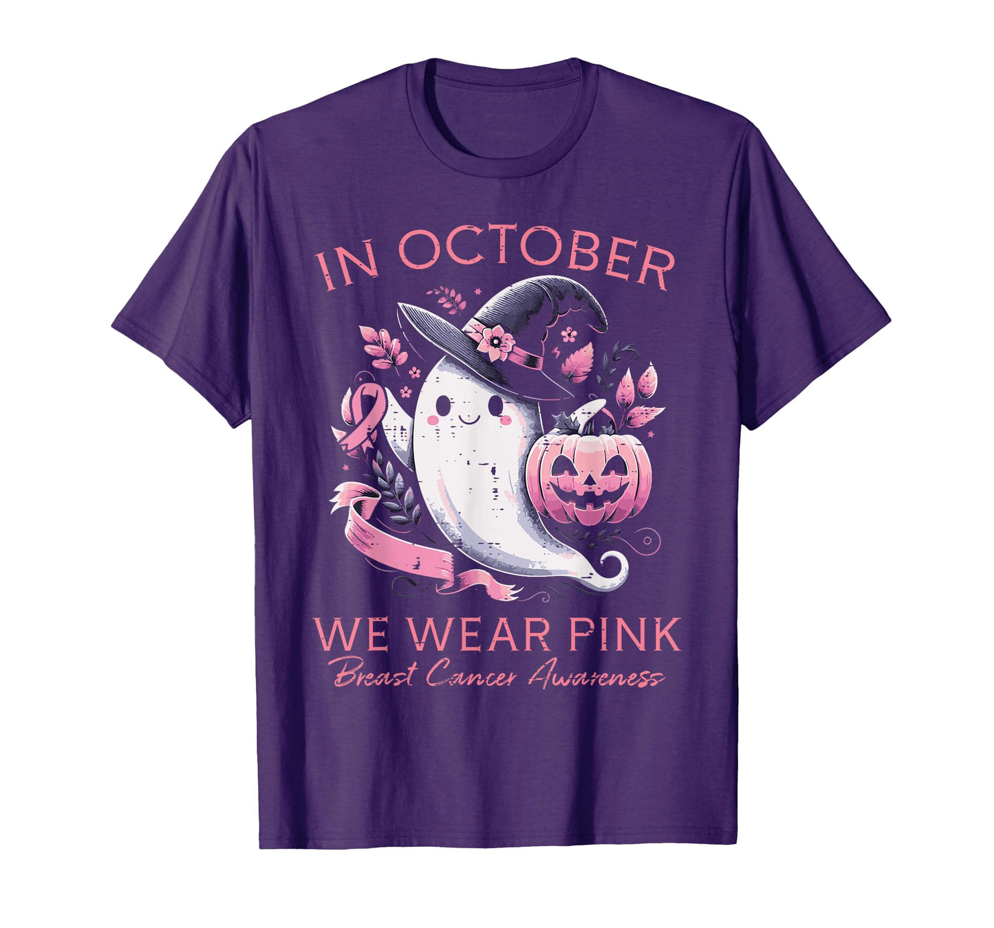 Breast Cancer Ghost October Wear Pink Aware Women Girls Kids T-Shirt