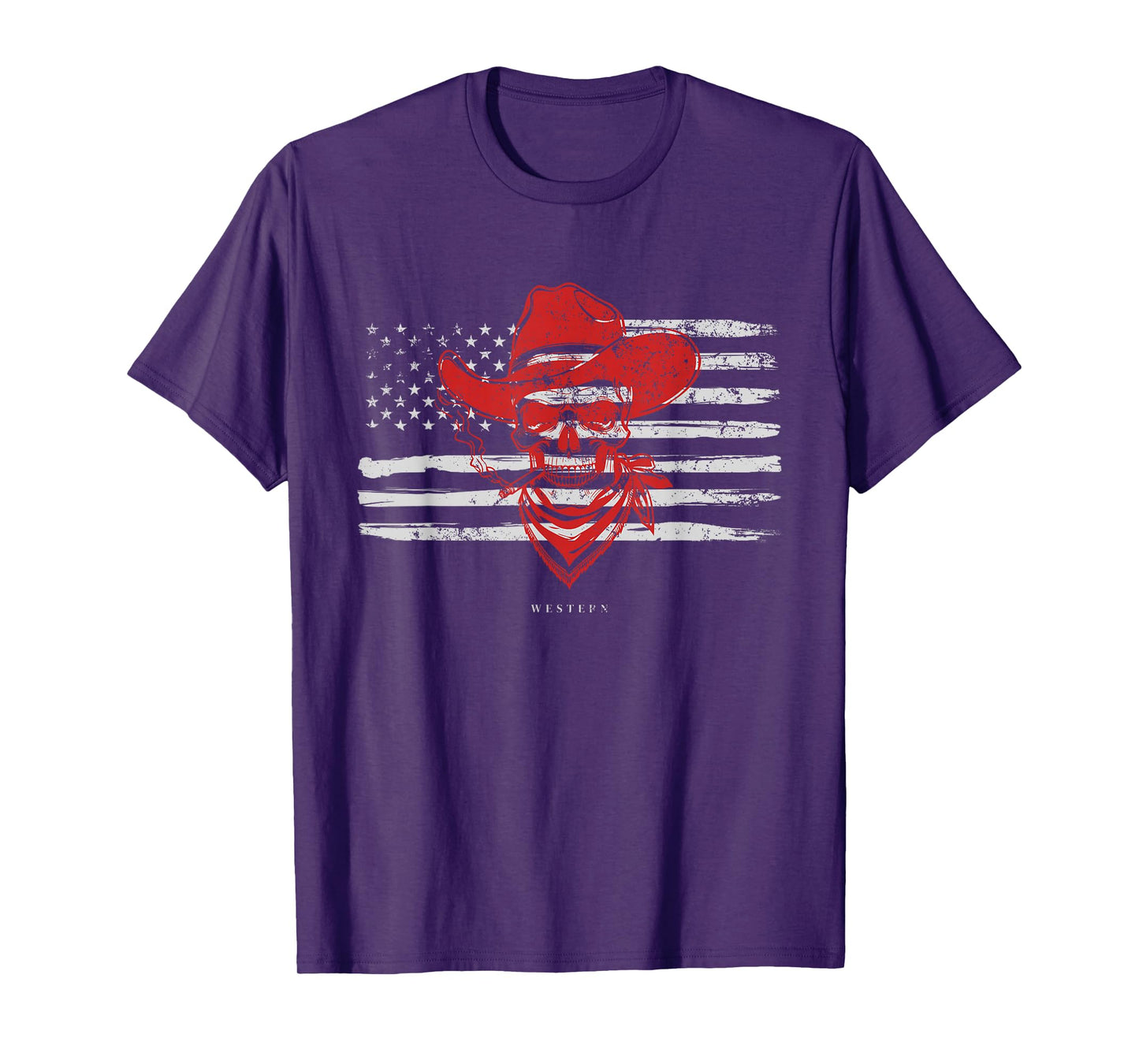 Skull Vintage Cowboy Flag America T-Shirt