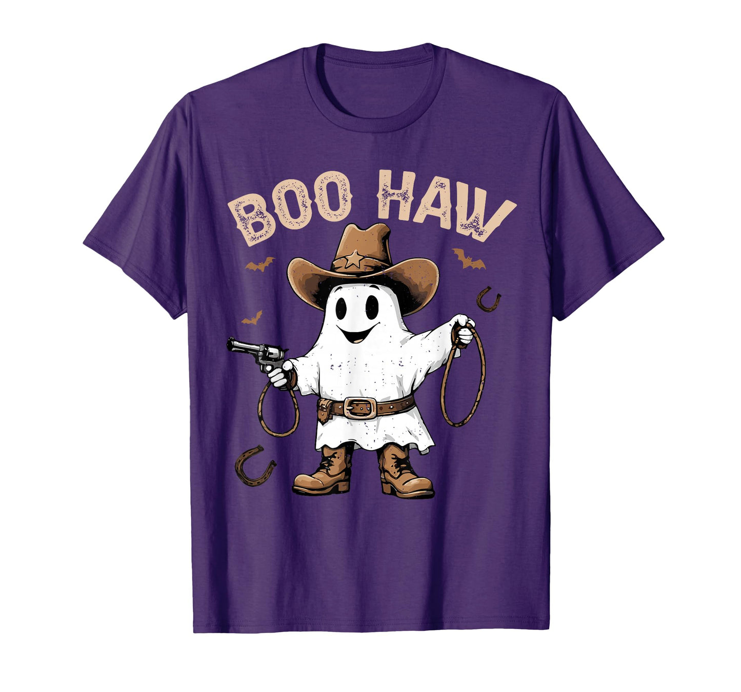 Boo Haw Ghost Cowboy Funny Spooky Season Halloween Boys Kids T-Shirt