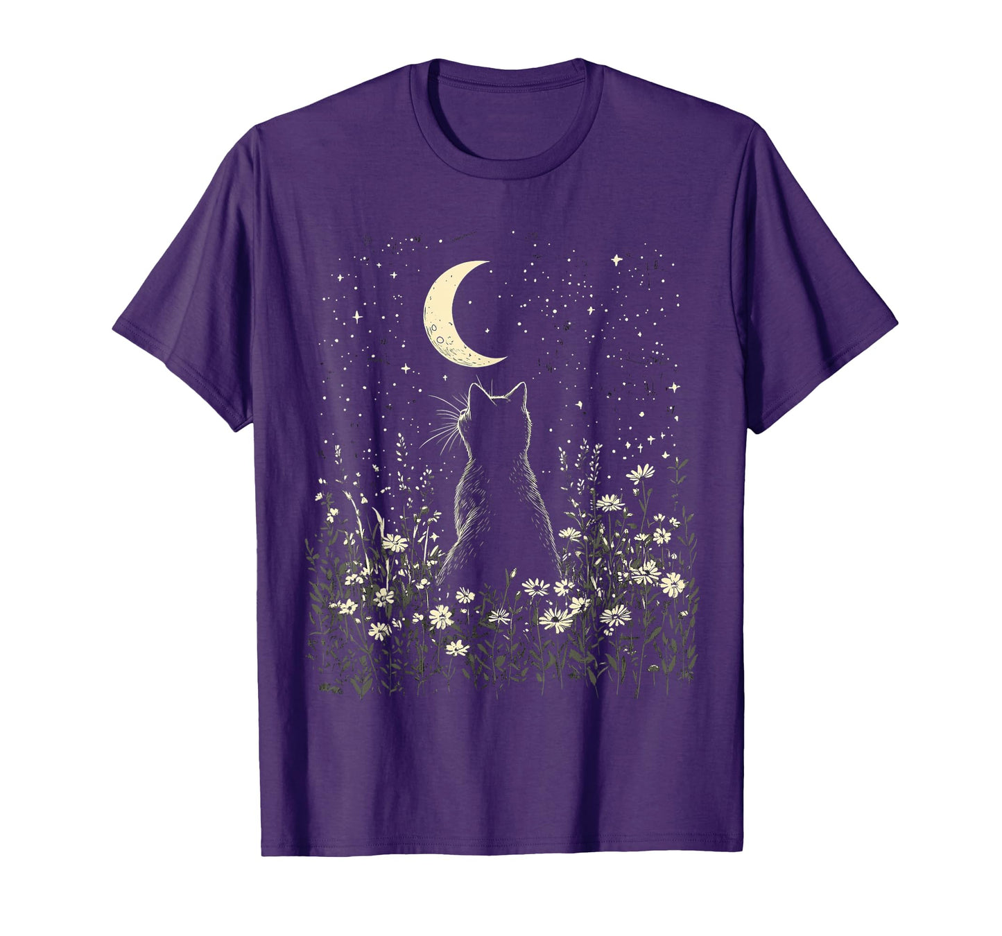 cat moon moonphases cats in nature kittens simple T-Shirt